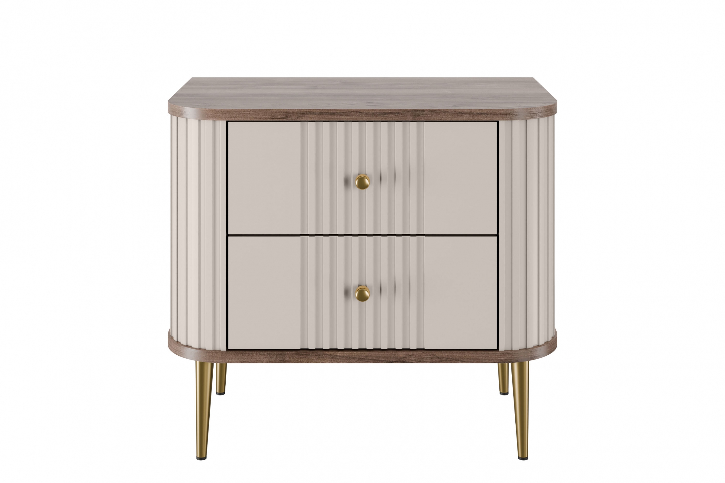 Set nočních stolků Vesper 56 cm - kašmírová / ořech / zlaté nohy Komplet szafek nocnych Vesper 56 cm - kašmír / ořech / zlote Nohy