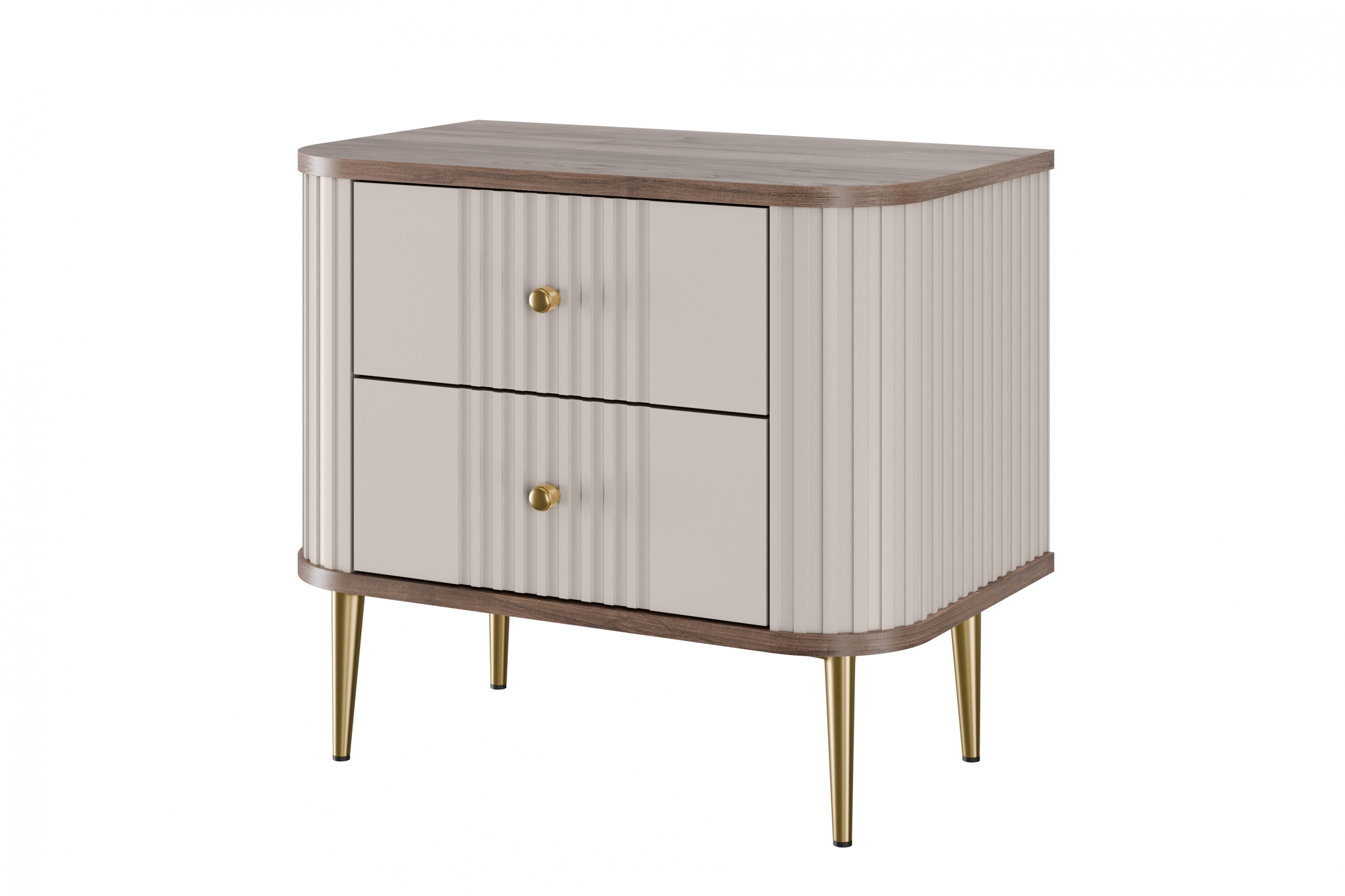 Set nočních stolků Vesper 56 cm - kašmírová / ořech / zlaté nohy Komplet szafek nocnych Vesper 56 cm - kašmír / ořech / zlote Nohy