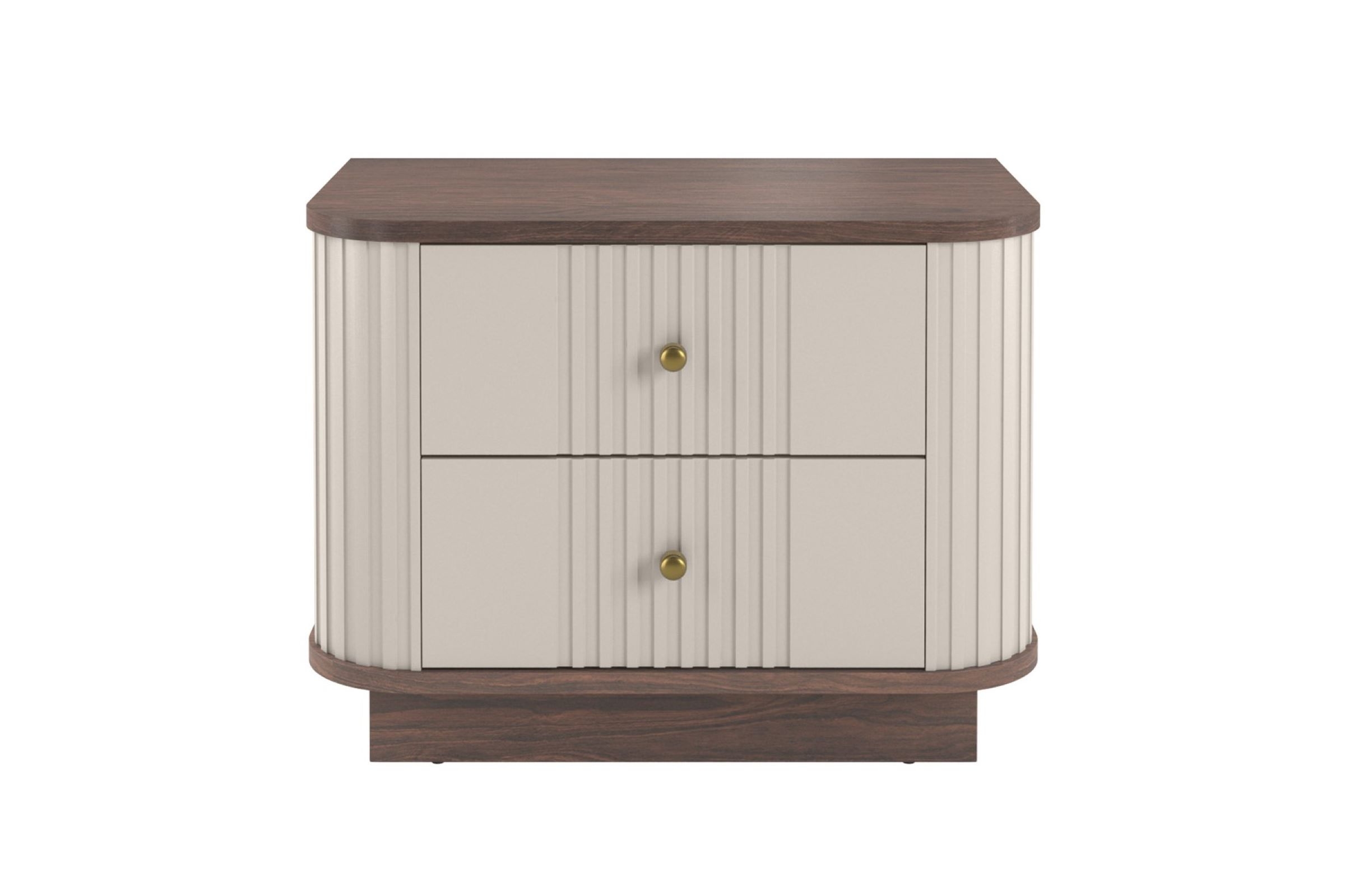 Sada nočních stolků Vesper 56 cm - kašmírová / ořech / zlaté úchytky Komplet szafek nocnych Vesper 56 cm - kašmír / ořech / zlote Úchytky