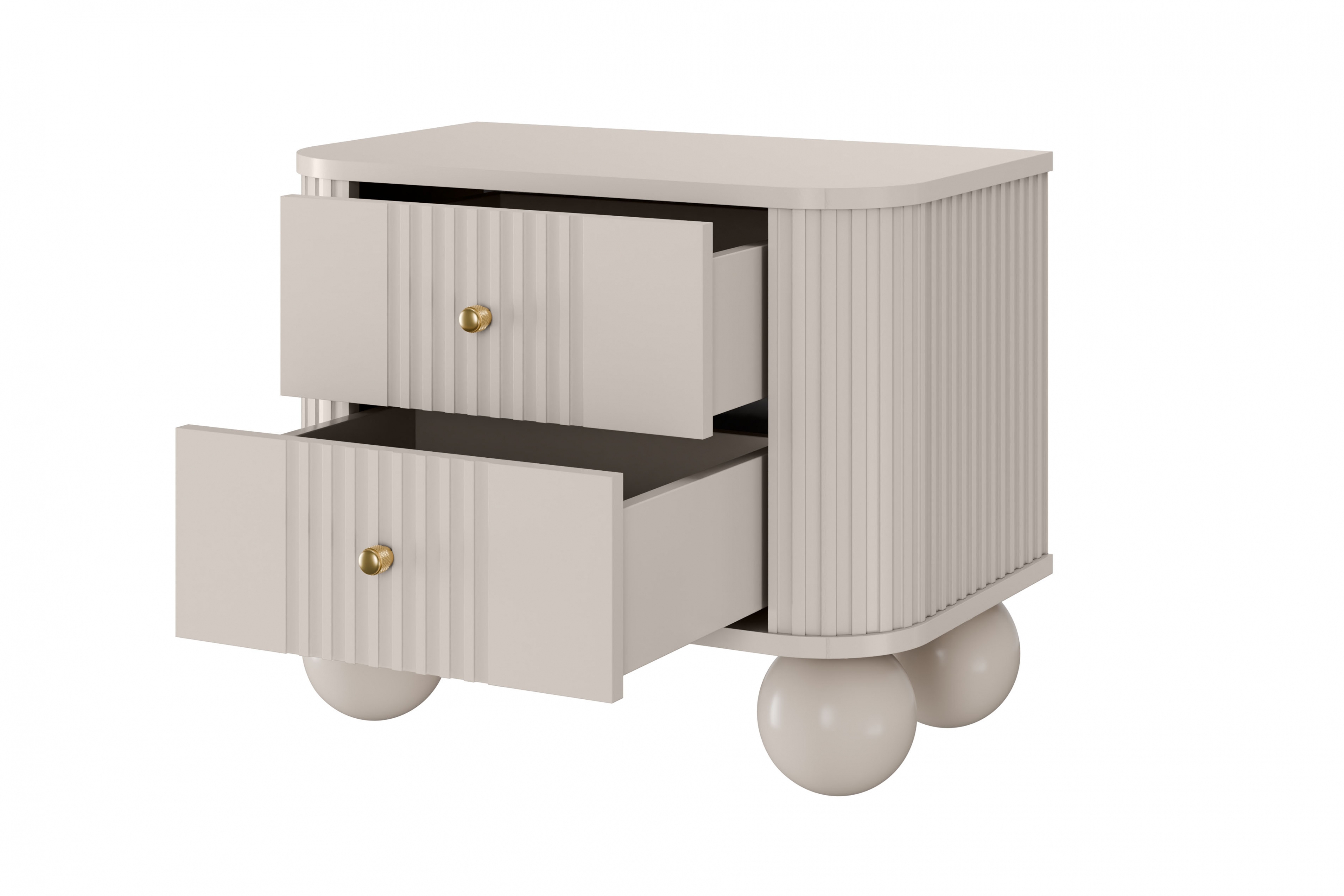 Set nočních stolků Vesper 56 cm - kašmírová / zlaté úchytky / kulaté kašmírové nohy Komplet szafek nocnych Vesper 56 cm - kašmír / zlote Úchytky / Nohy kule