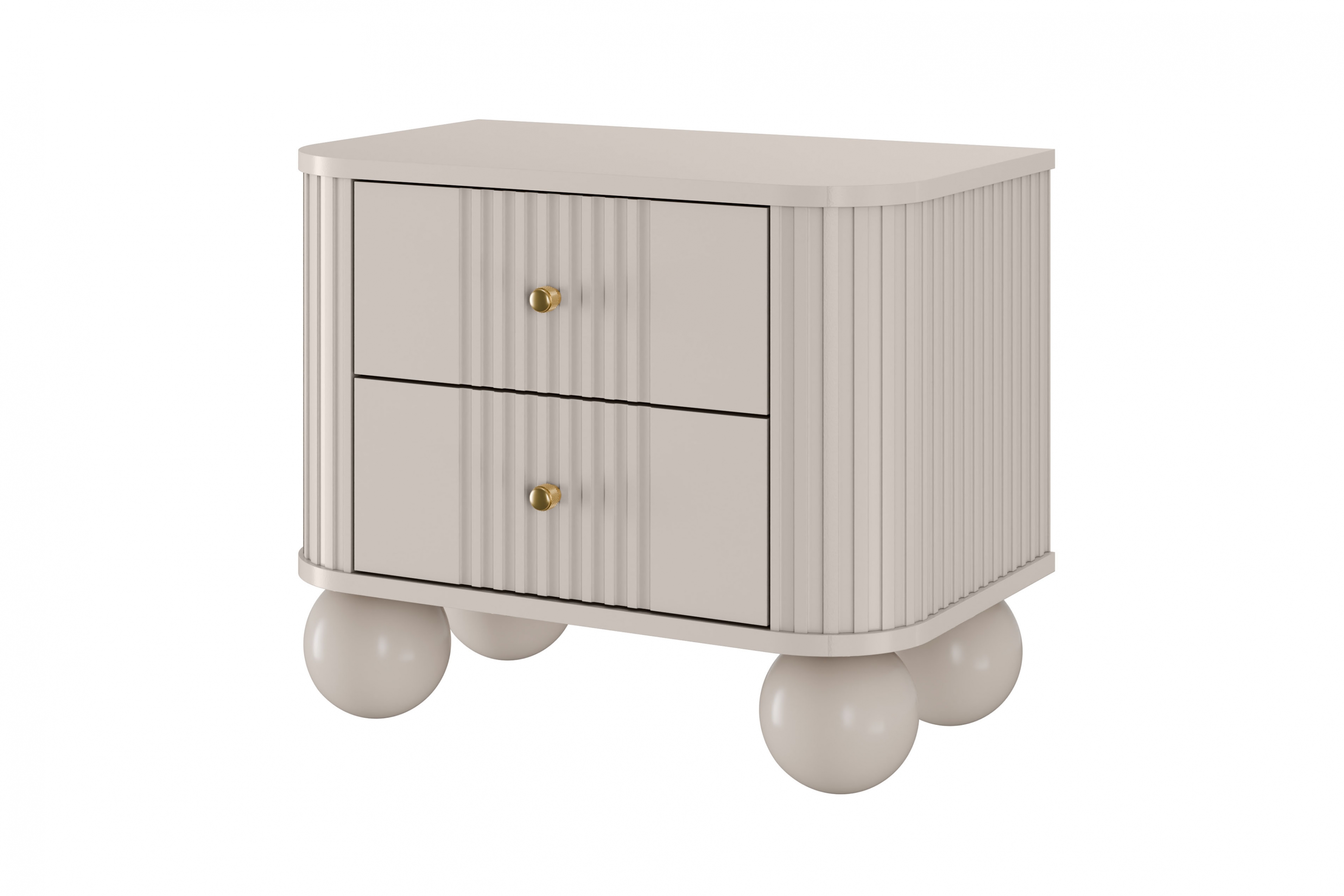 Set nočních stolků Vesper 56 cm - kašmírová / zlaté úchytky / kulaté kašmírové nohy Komplet szafek nocnych Vesper 56 cm - kašmír / zlote Úchytky / Nohy kule