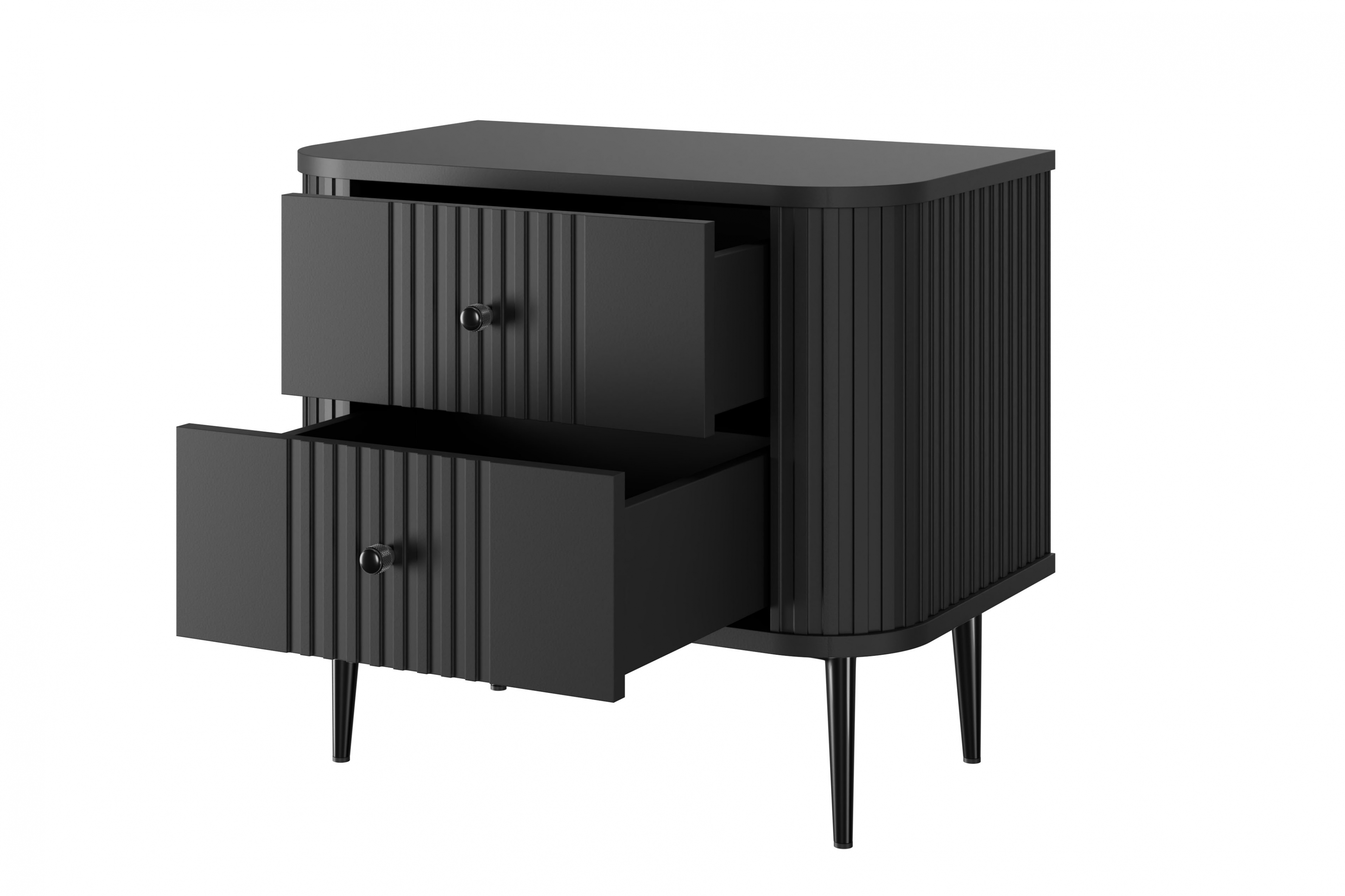 Set nočních stolků Vesper 56 cm - černá / černé nohy Komplet szafek nocnych Vespera 56 cm - černá / černá Nohy