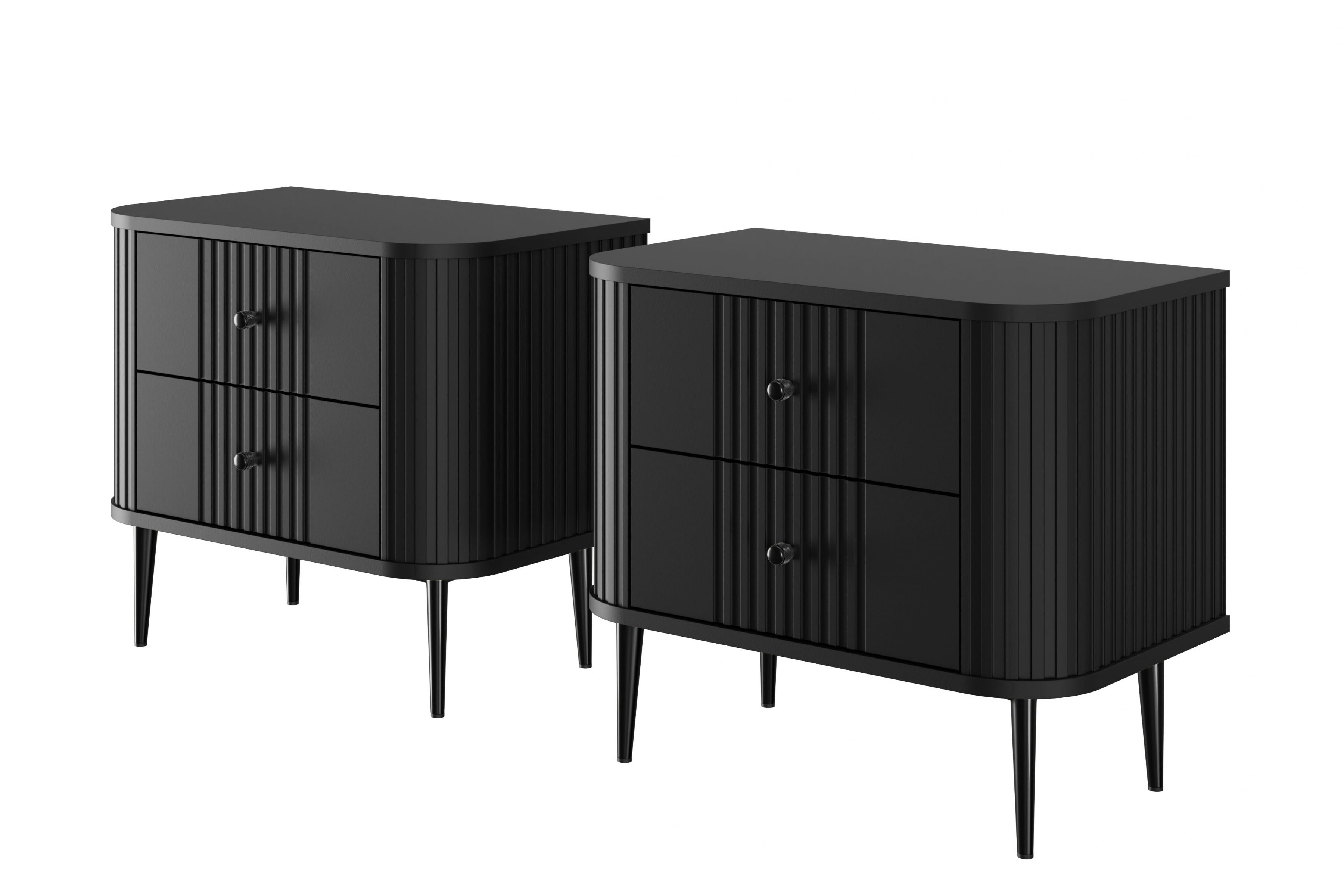 Set nočních stolků Vesper 56 cm - černá / černé nohy Komplet szafek nocnych Vespera 56 cm - černá / černá Nohy