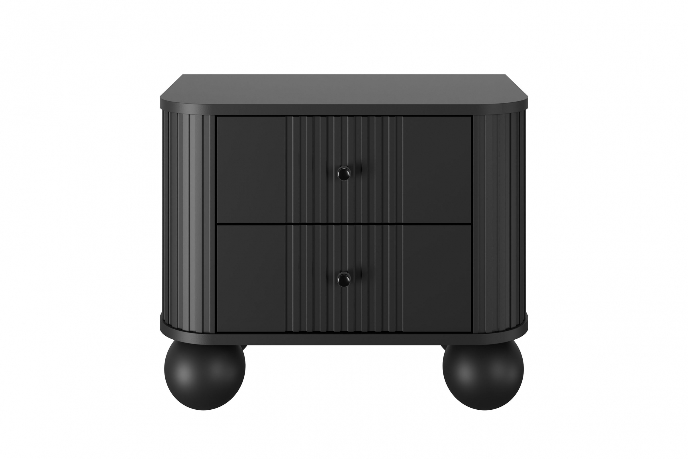 Set nočních stolků Vesper 56 cm - černá / černé úchytky / kulaté černé nohy Komplet szafek nocnych Vespera 56 cm - černá / černá Úchytky