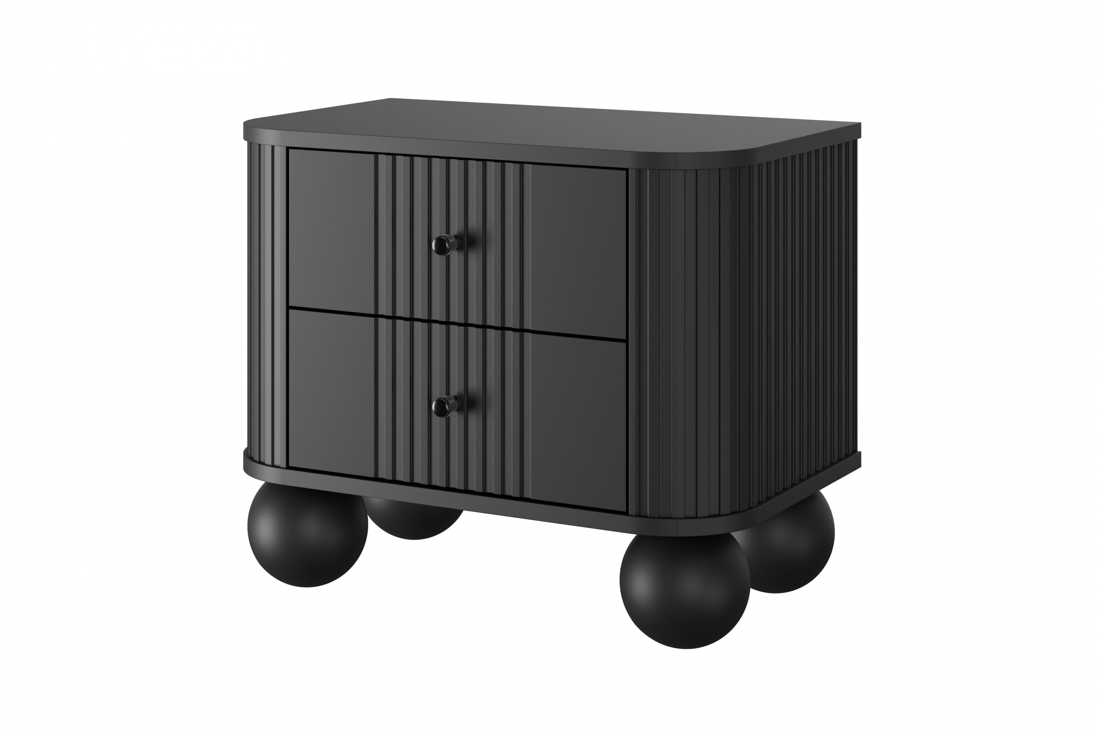 Set nočních stolků Vesper 56 cm - černá / černé úchytky / kulaté černé nohy Komplet szafek nocnych Vespera 56 cm - černá / černá Úchytky