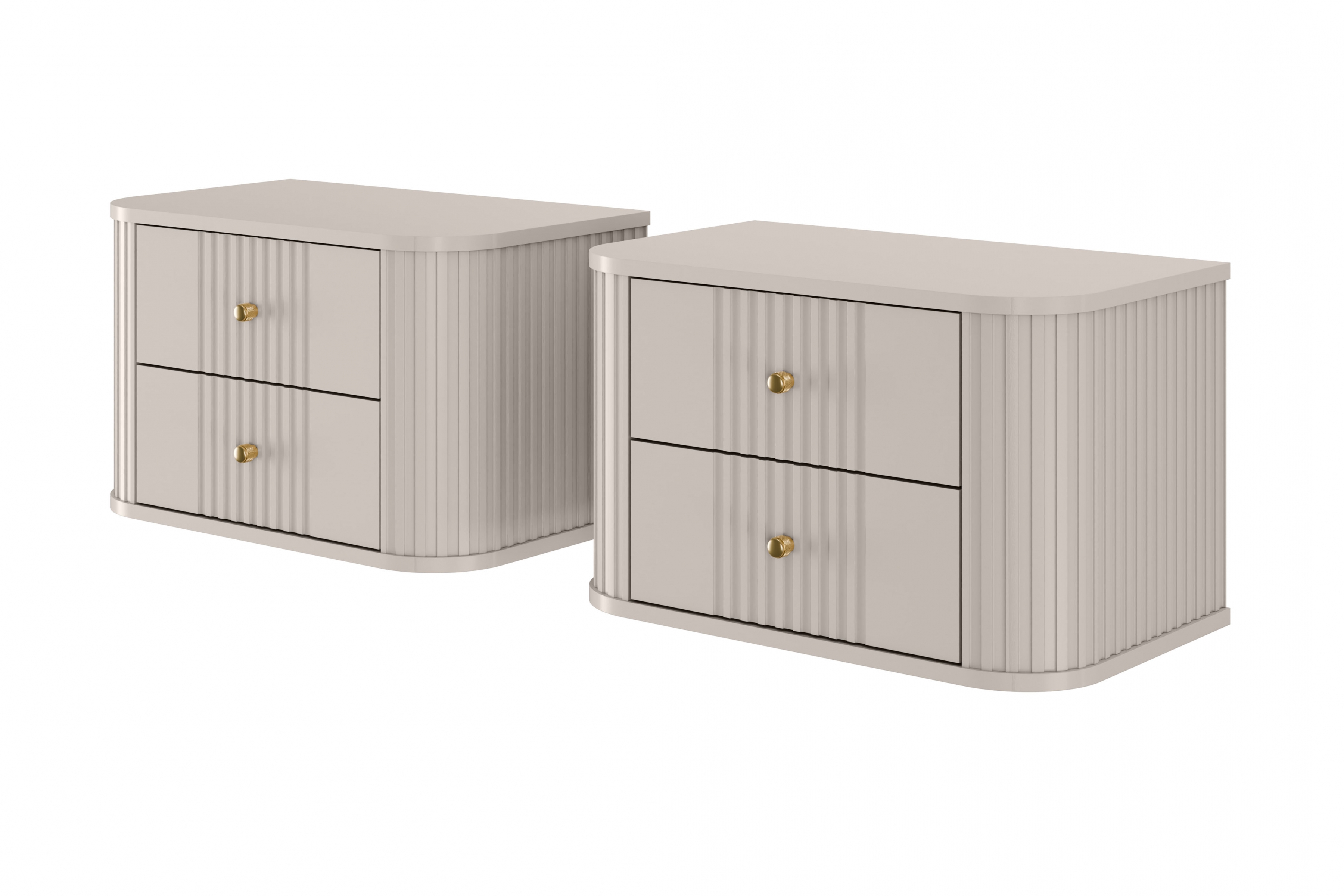 Set závěsných nočních stolků Vesper 56 cm - kašmírová / zlaté úchytky Komplet szafek nocnych wiszacych Vesper 56 cm - kašmír / zlote Úchytky