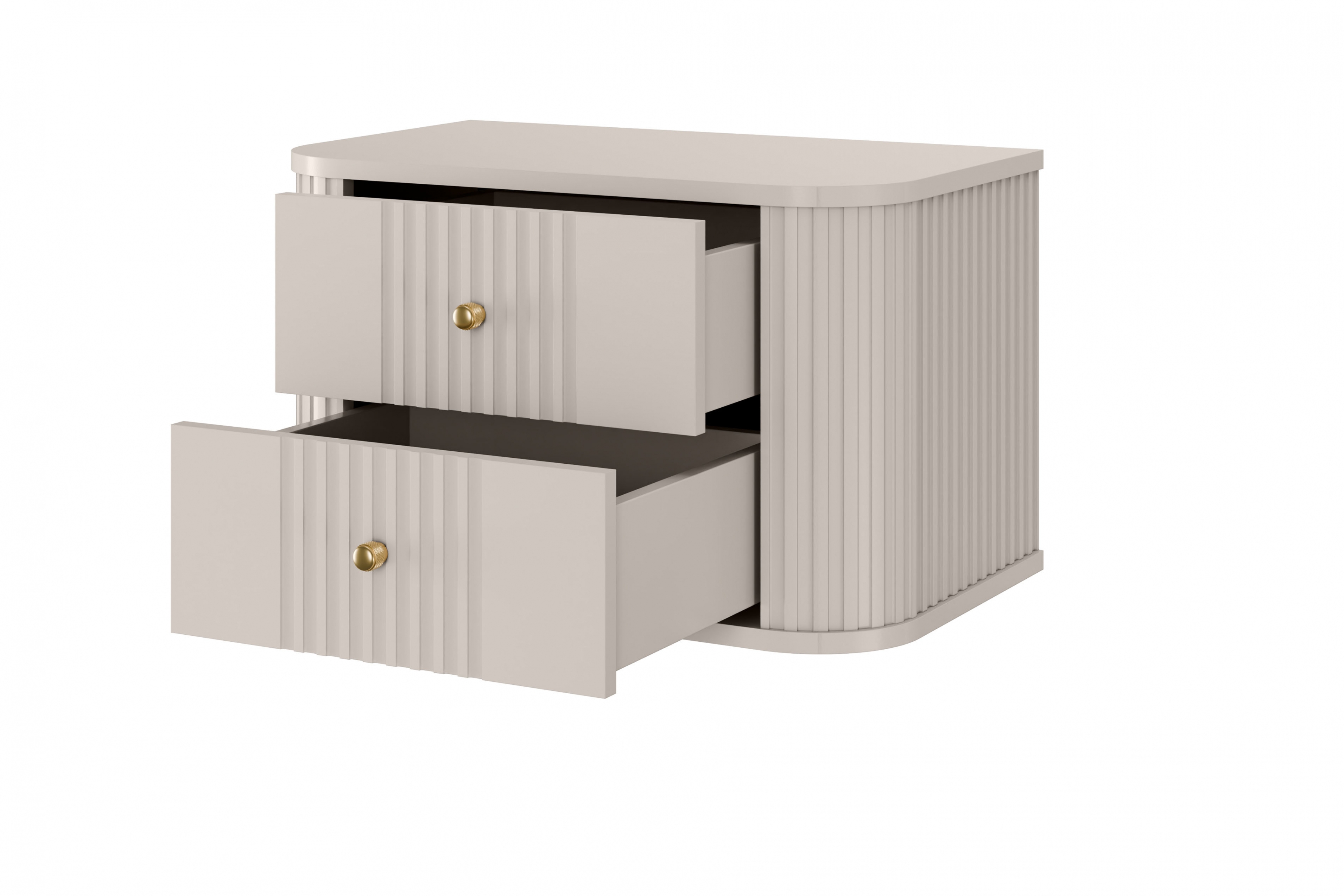 Set závěsných nočních stolků Vesper 56 cm - kašmírová / zlaté úchytky Komplet szafek nocnych wiszacych Vesper 56 cm - kašmír / zlote Úchytky