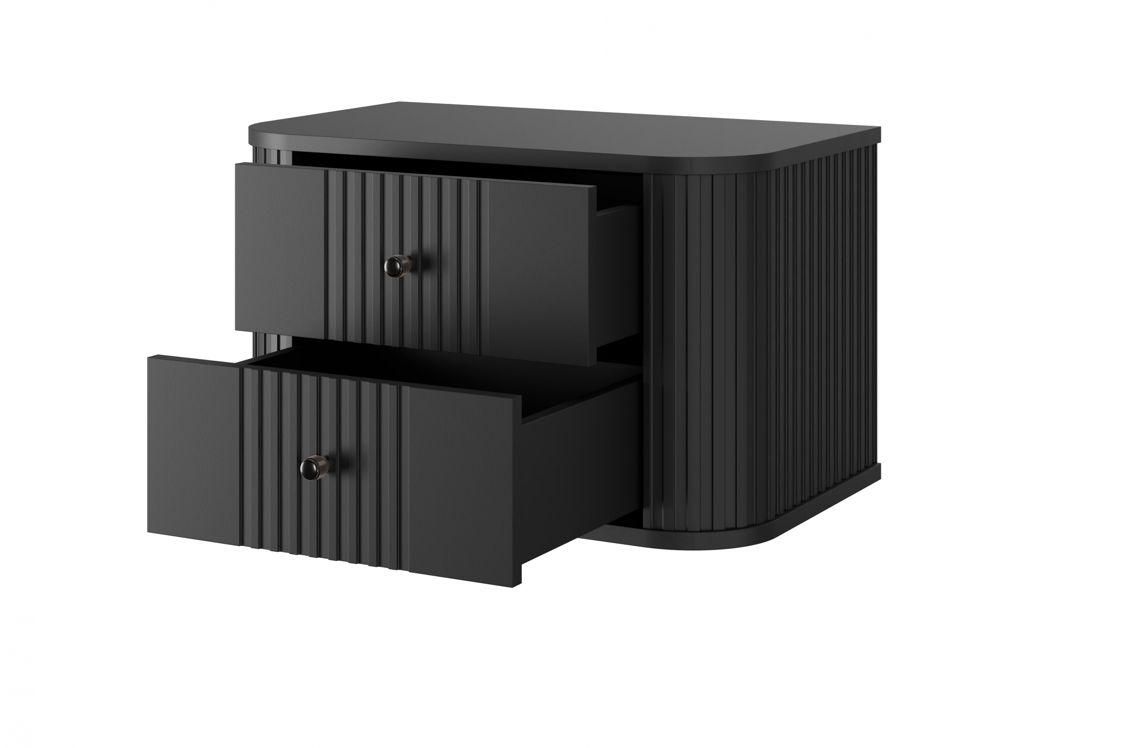 Závěsné noční stolky Vesper 56 cm - černá / černé úchytky Komplet szafek nocnych wiszacych Vespera 56 cm - černá / černá Úchytky