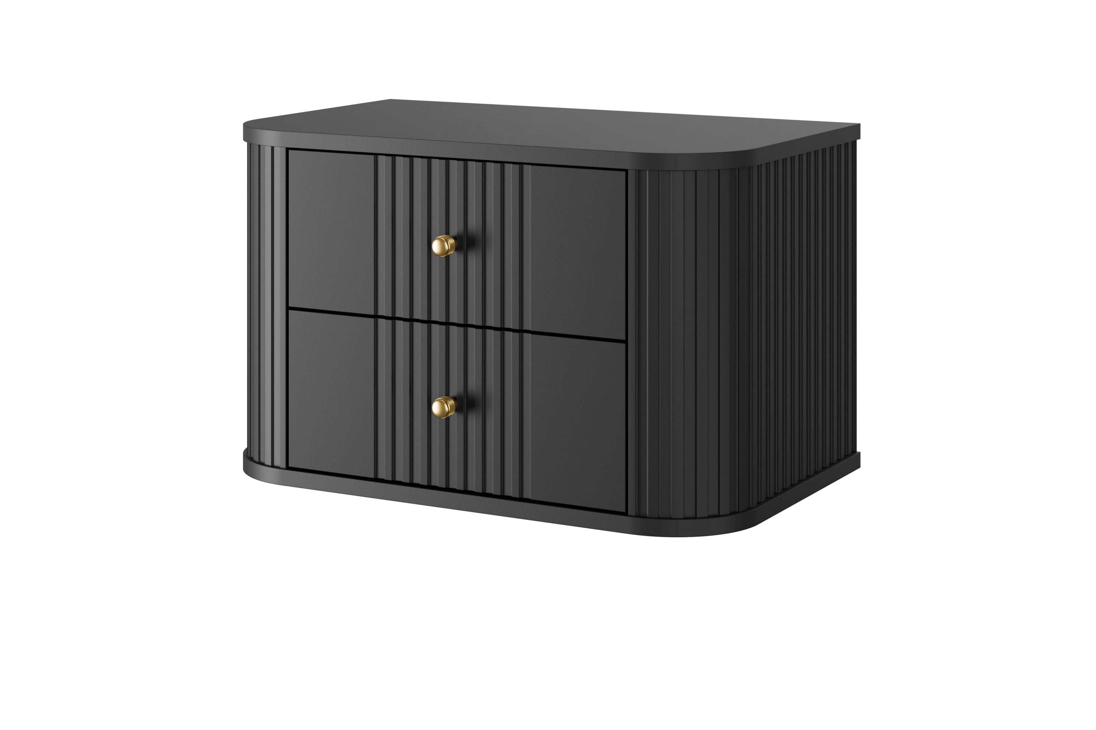 Set závěsných nočních stolků Vesper 56 cm - černá / zlaté úchytky Komplet szafek nocnych wiszacych Vespera 56 cm - černá / zlaté Úchytky