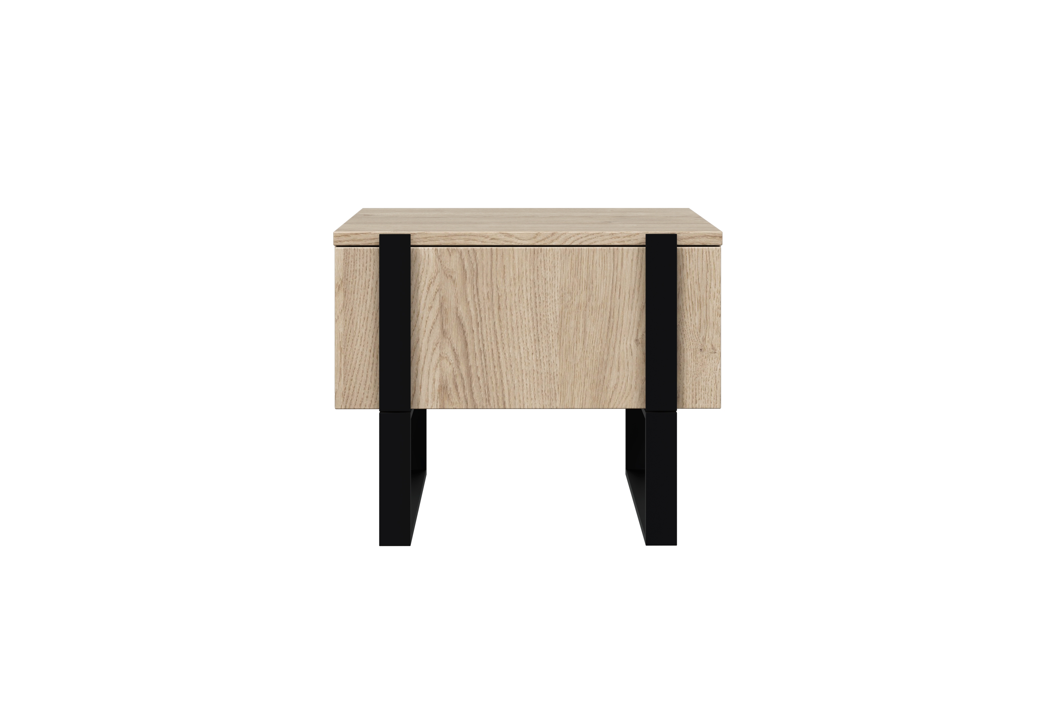 Sada 2 ks nočných stolíkov Verica so zásuvkami - dub biszkoptový / čierne nožičky Komplet Nočný Stolík Stolík Verica so zásuvkami na kovových nohách - Dub biszkoptowy / čierny nozki