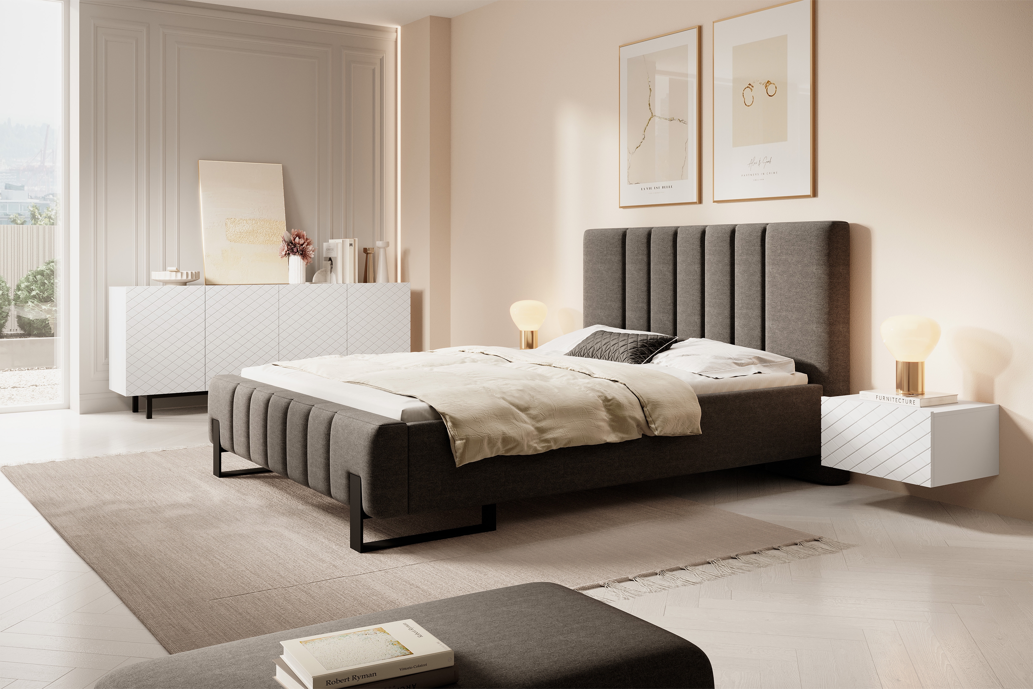 Sada závěsných nočních stolků Scalia 50 1SZ - 2 ks - bílý mat Komplet Noční stolek závěsná Scalia 50 1SZ 2 ks - bílý mat