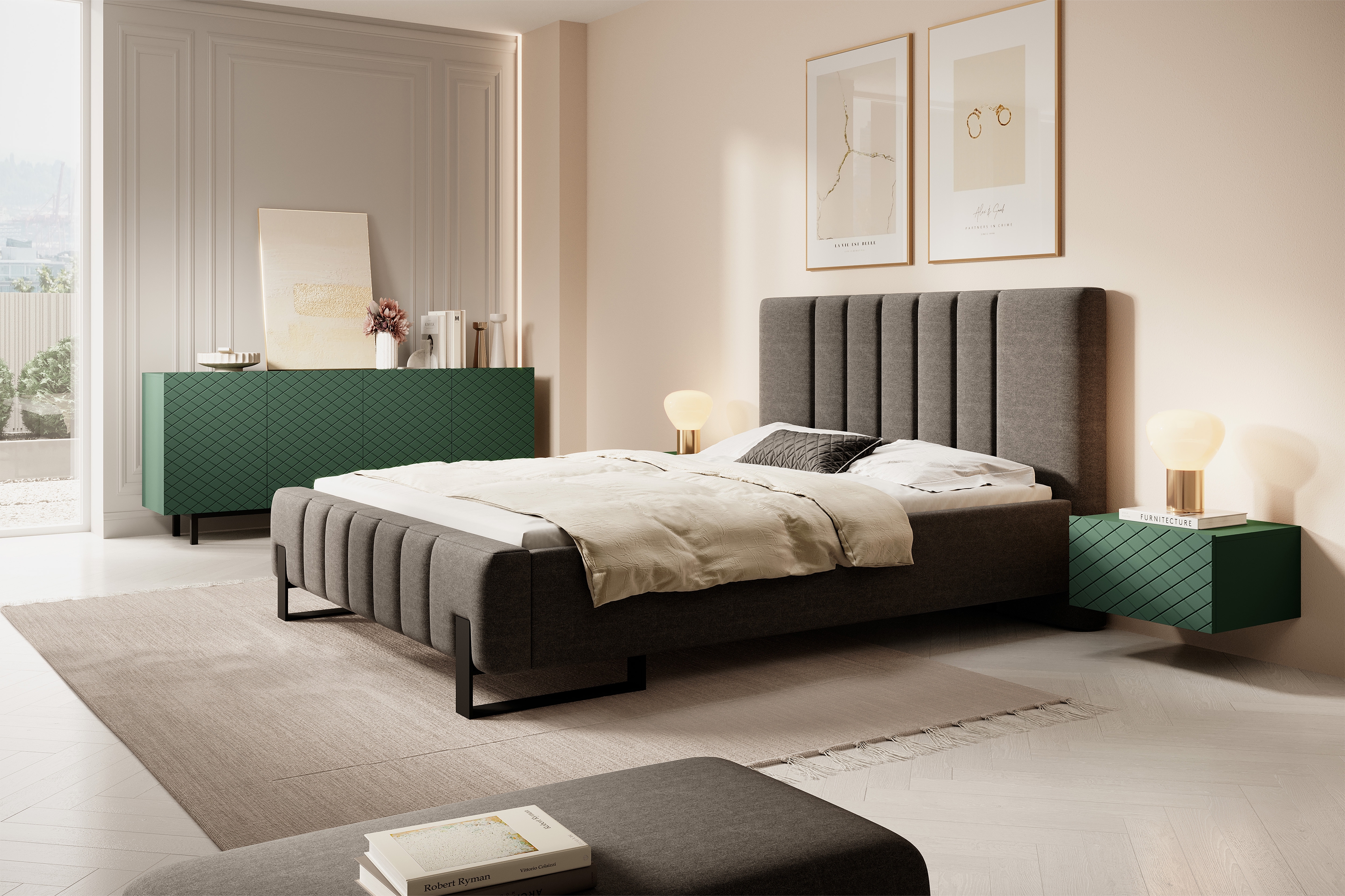 Sada 2 ks závesných nočných stolíkov Scalia 50 1SZ - labrador mat - Limitovaná ponuka Komplet Nočný Stolík závesná Scalia 50 1SZ 2 ks. - labrador mat