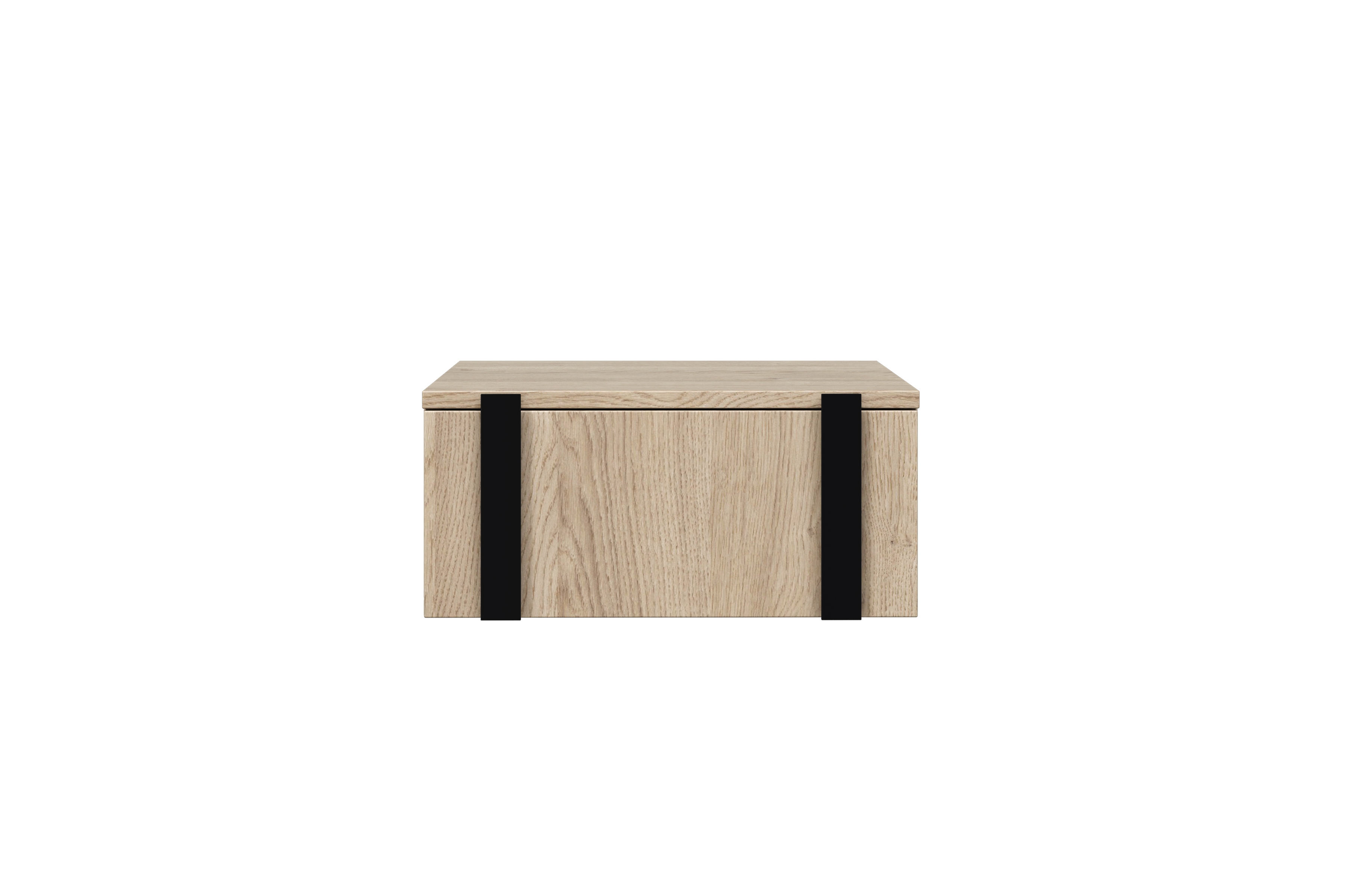 Sada 2 ks závesných nočných stolíkov Verica - dub biszkoptový / čierne úchyty Komplet Nočný Stolík závesná Verica 2 ks. - Dub biszkoptowy / čierny úchyty