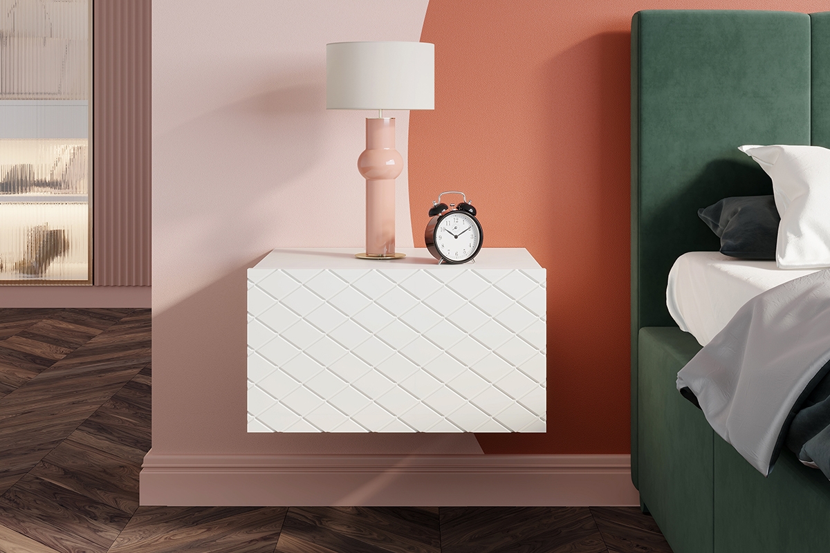 Sada závěsných nočních stolků Scalia 50 1SZ - 2 ks - bílý mat nadčasový design