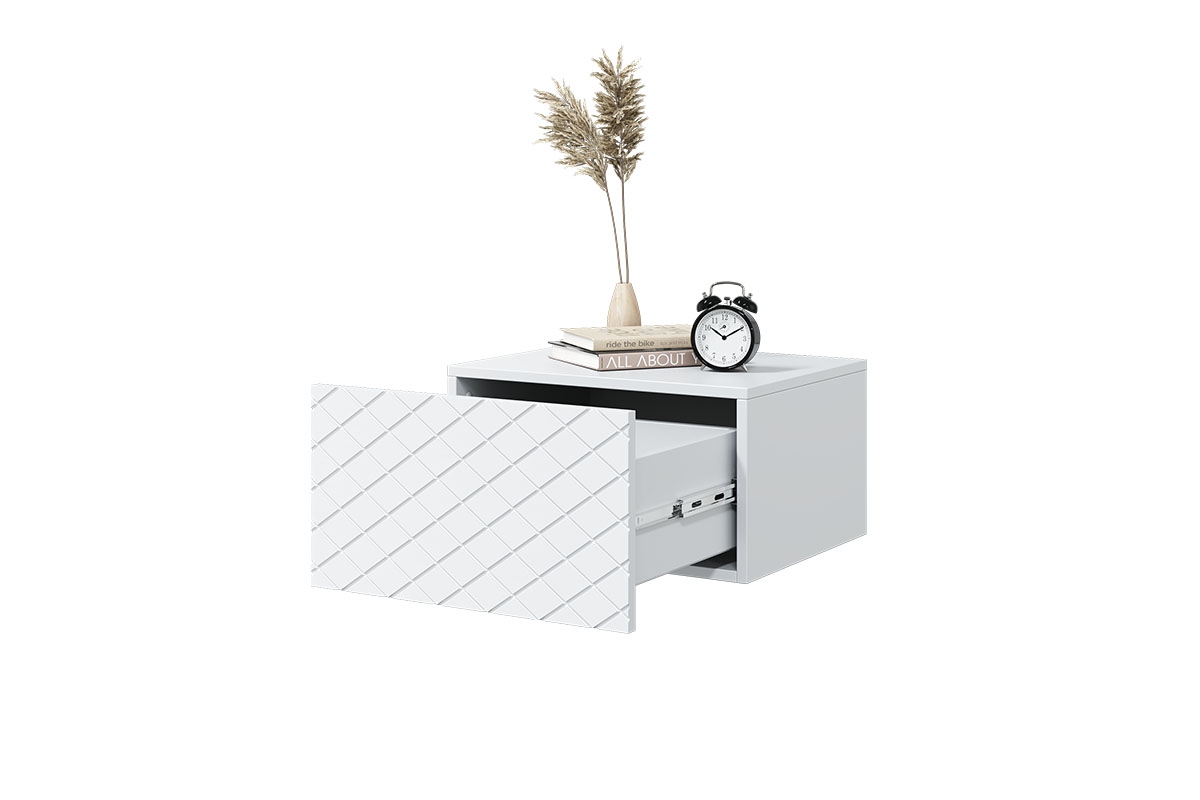 Sada závěsných nočních stolků Scalia 50 1SZ - 2 ks - bílý mat 1 praktická zásuvka