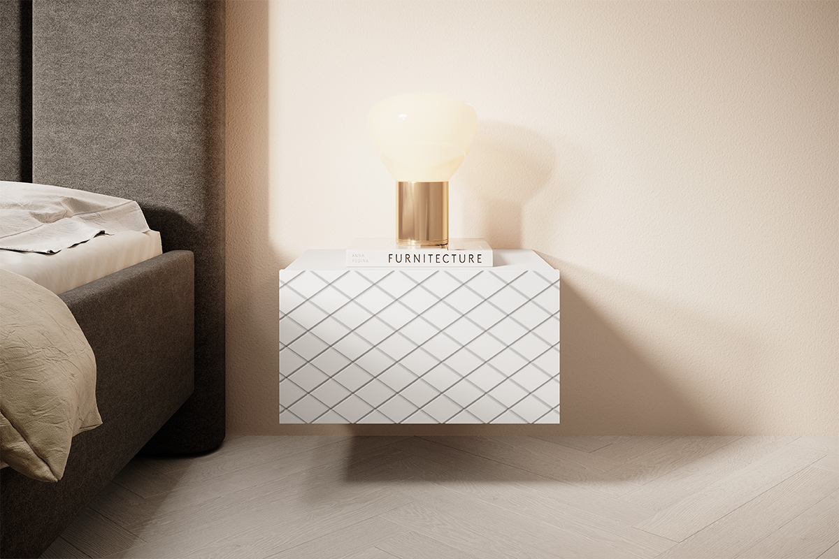 Sada závěsných nočních stolků Scalia 50 1SZ - 2 ks - bílý mat zesztaw szafek nocnych wiszacych