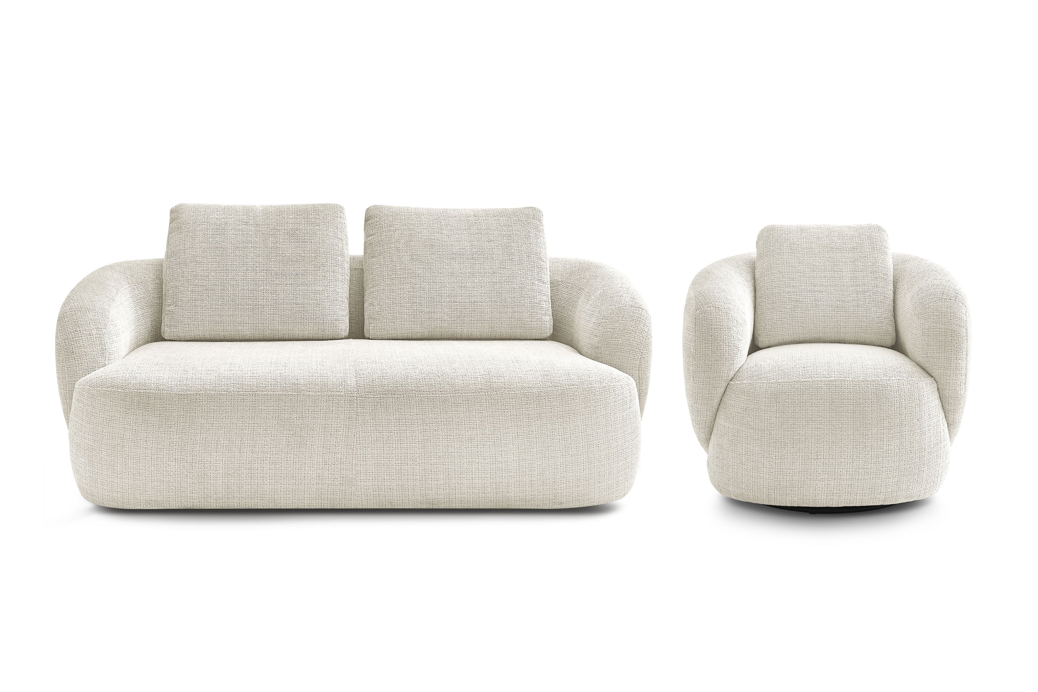 Čalouněný set Finezal - pohovka 2místná + otočné křeslo Komplet čalouněná Pohovka Finezal 2-os + Křeslo obrotowy