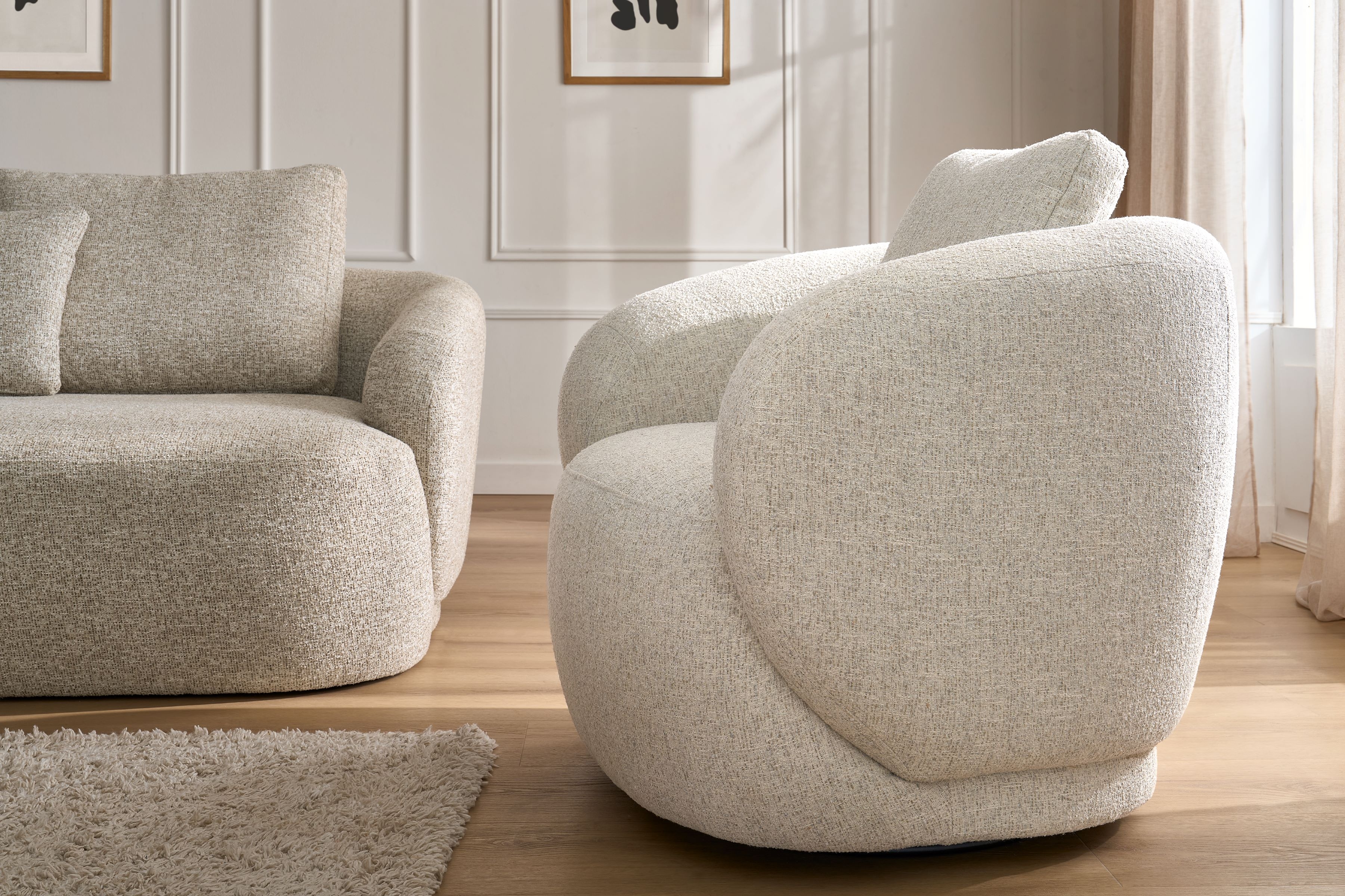 Čalouněný set Finezal - pohovka 3místná + otočné křeslo Komplet čalouněná Pohovka Finezal 3-os + Křeslo obrotowy