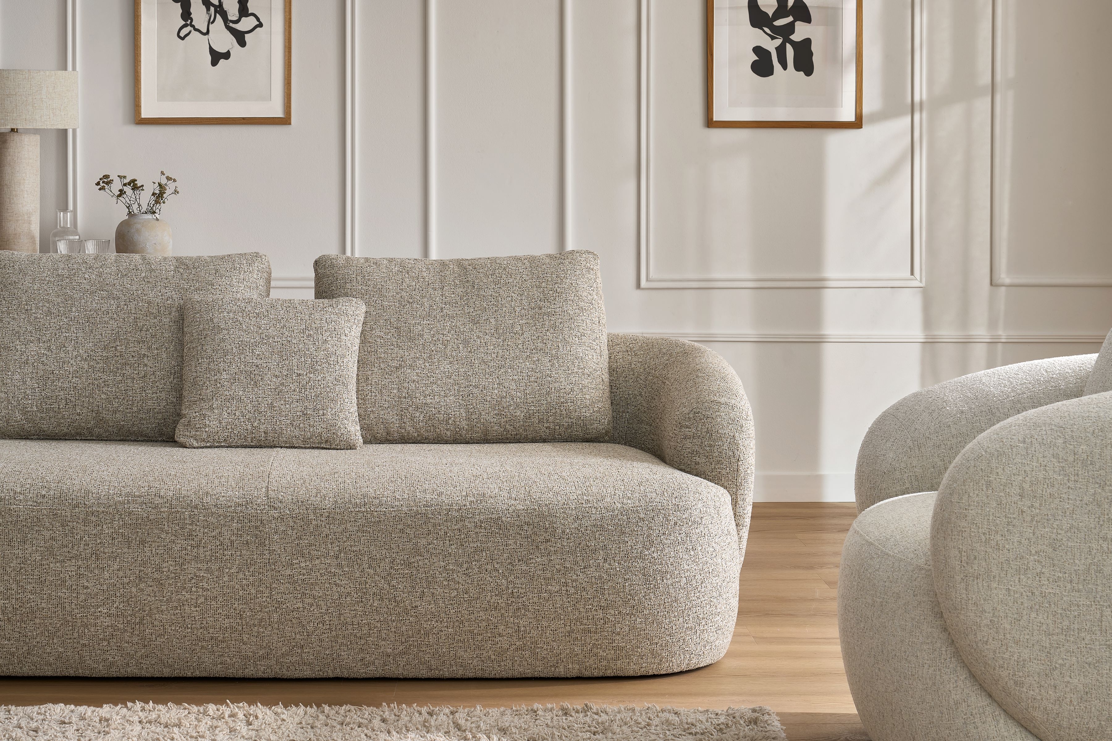 Čalouněný set Finezal - pohovka 3místná + otočné křeslo Komplet čalouněná Pohovka Finezal 3-os + Křeslo obrotowy