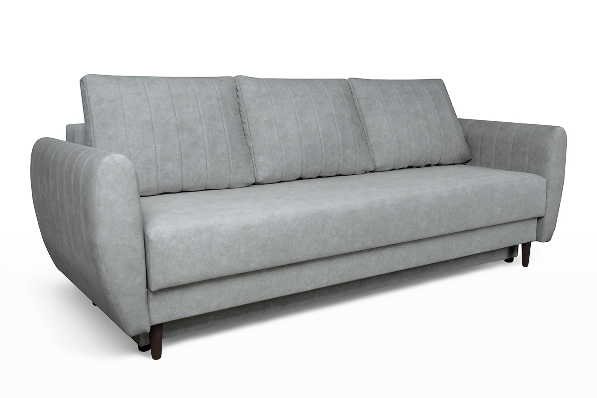 Rozkládací gauč Mikni s úložným prostorem - šedý hydrofobní samet / nožky venge Gauč Rozkladací s úložným prostorem Mikni 