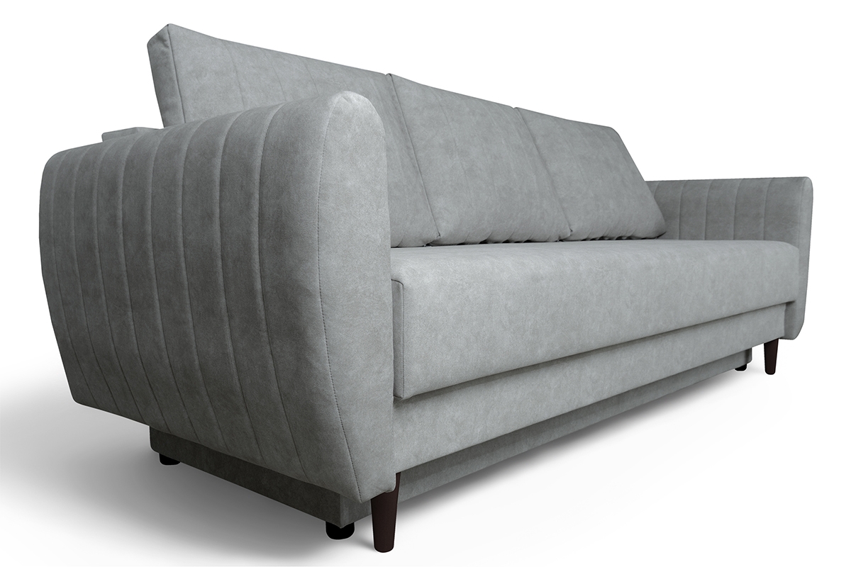 Rozkládací gauč Mikni s úložným prostorem - šedý hydrofobní samet / nožky venge Gauč Rozkladací s úložným prostorem Mikni 