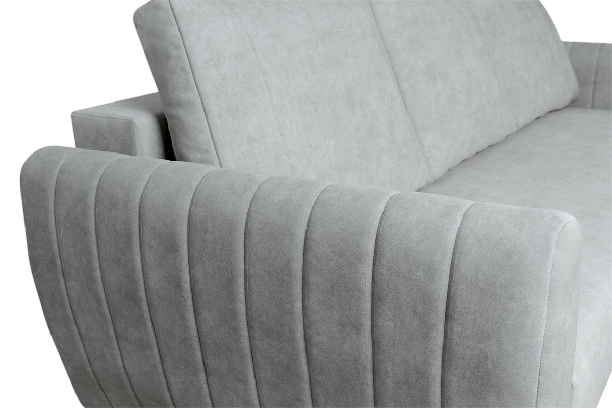 Rozkládací gauč Mikni s úložným prostorem - šedý hydrofobní samet / nožky venge Gauč Rozkladací s úložným prostorem Mikni 