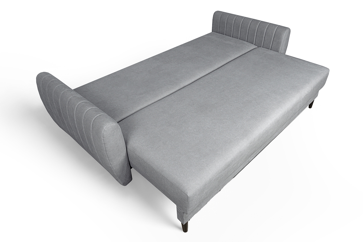 Rozkládací gauč Mikni s úložným prostorem - šedý hydrofobní samet / nožky venge Gauč Rozkladací s úložným prostorem Mikni 