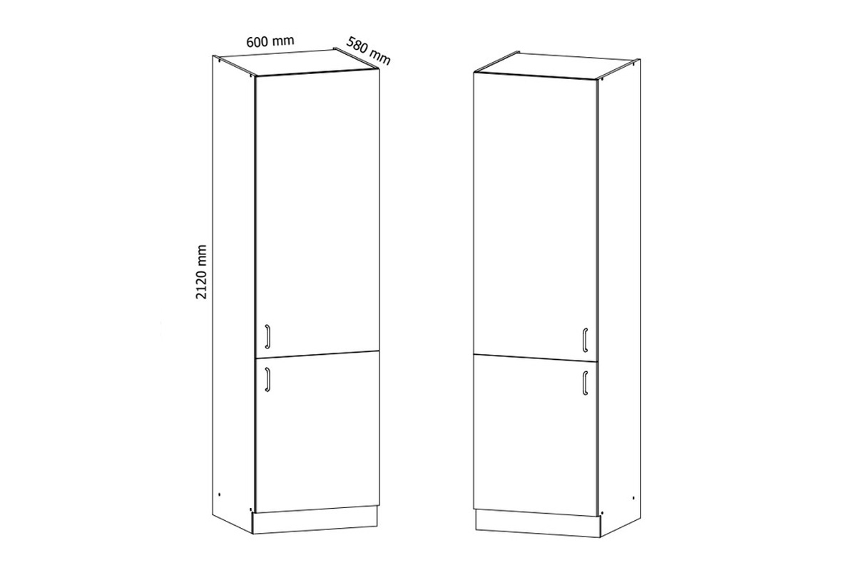 Sycylia D60ZL skříňka pro vestavnou lednici - Ořech milano míru Skříňky 