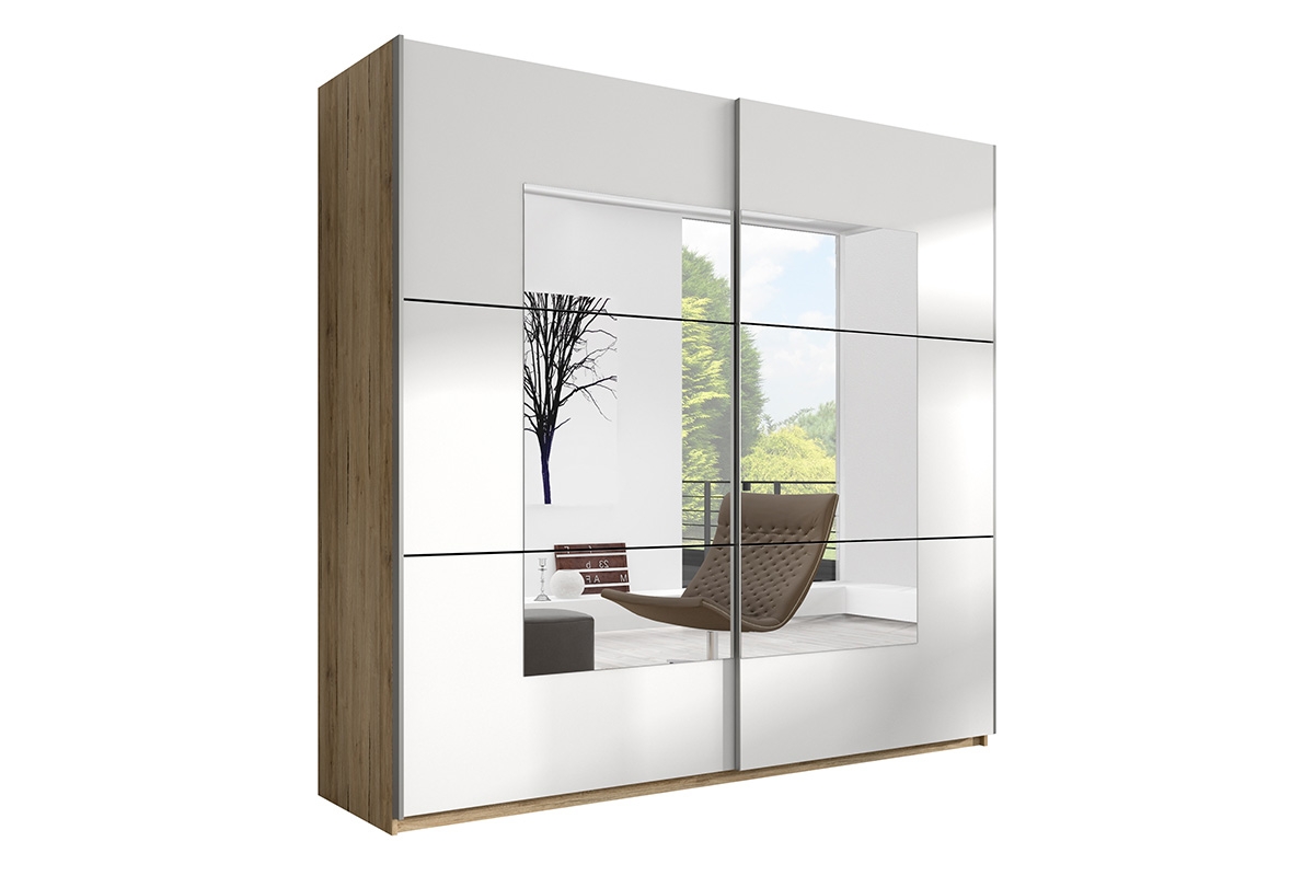 Komplet nábytku sypialnianych Beta I - San remo světle / Bílý - 4 elementy Bílá Skříň se zrcadlem
