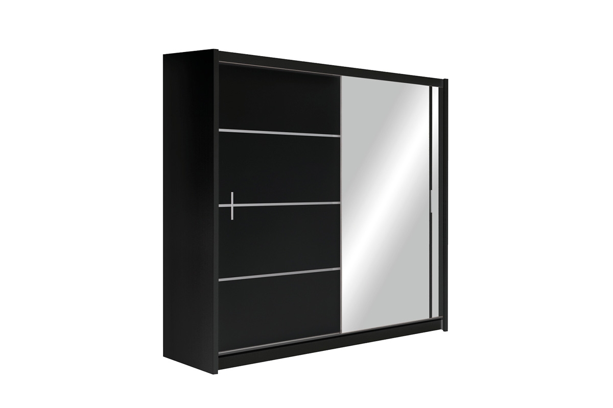 Skříň s posuvnými dveřmi se zrcadlem Vista 203 cm - Černý mat Skříň s posuvnými dveřmi Vista 