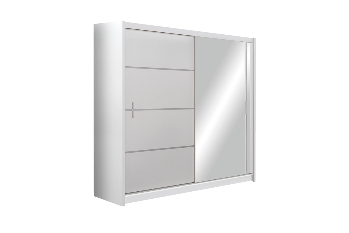 Skříň s posuvnými dveřmi se zrcadlem Vista 203 cm - Bílý mat velká Skříň stolkar