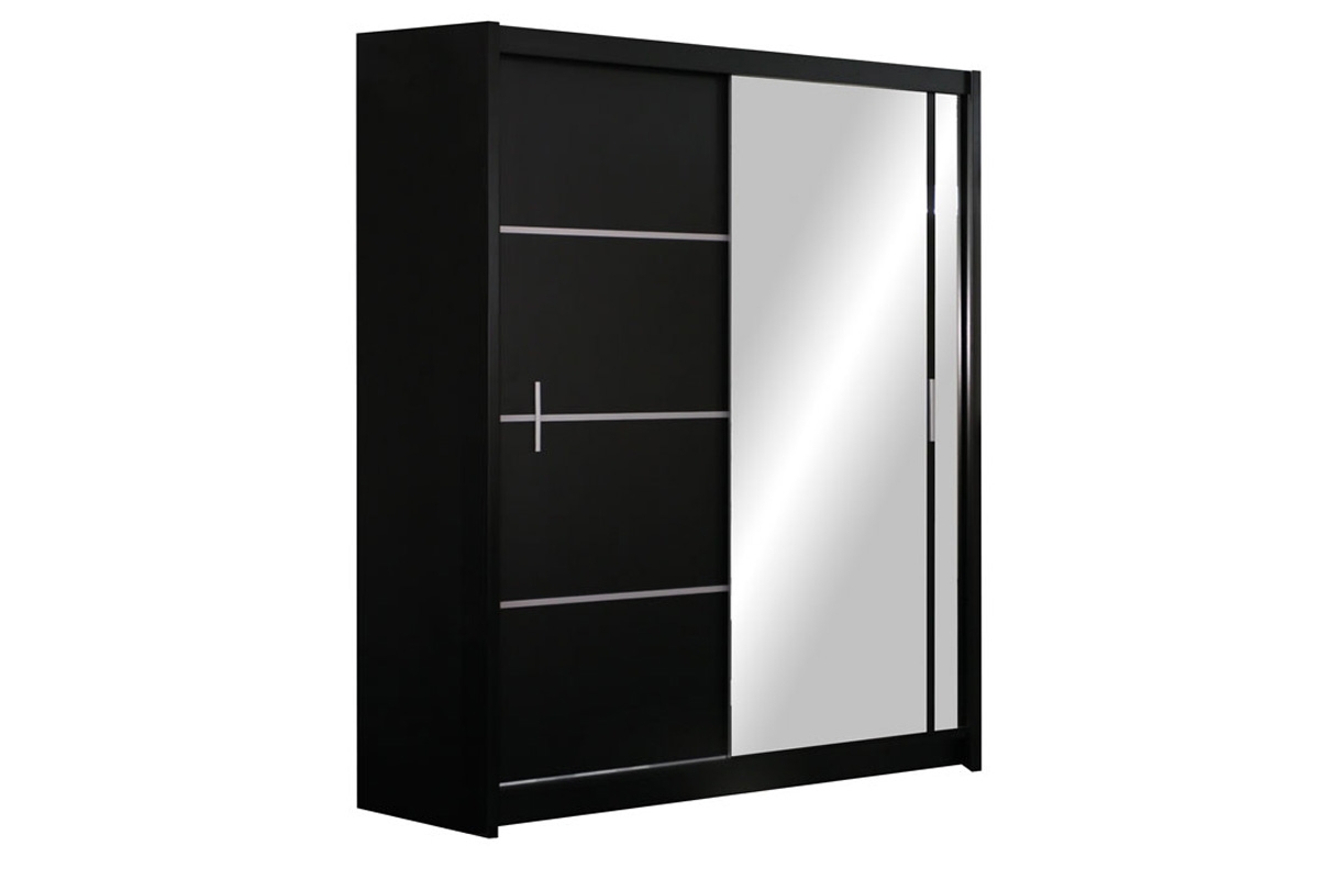 Skříň s posuvnými dveřmi se zrcadlem Vista 150 cm - Černý mat skříň Vista