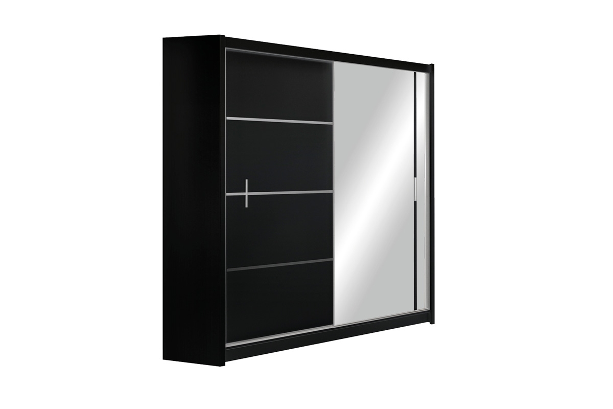 Skříň s posuvnými dveřmi se zrcadlem Vista 180 cm - Černý mat skříň Vista 180 cm
