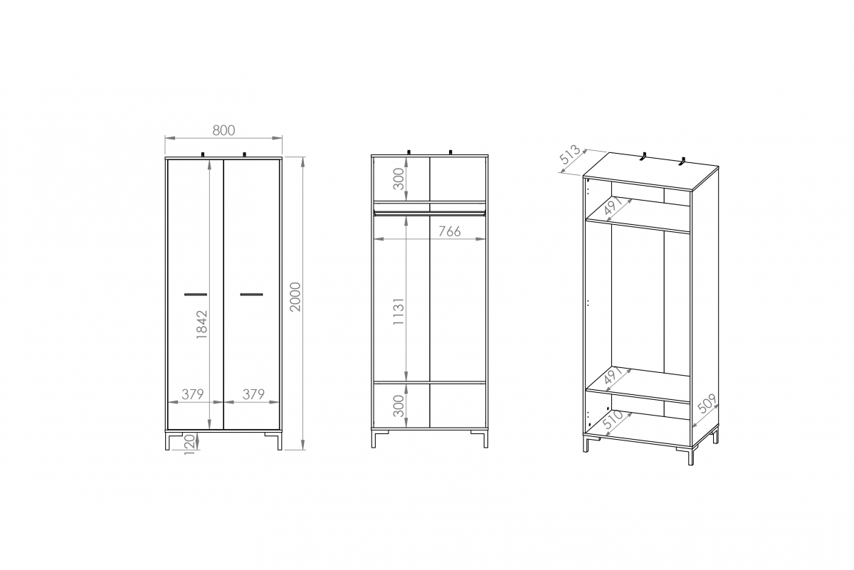 dvoudveřová skříň Nevio 17 na wysokich nozkach 80 cm - Dub artisan Skříň do obývacího pokoje 