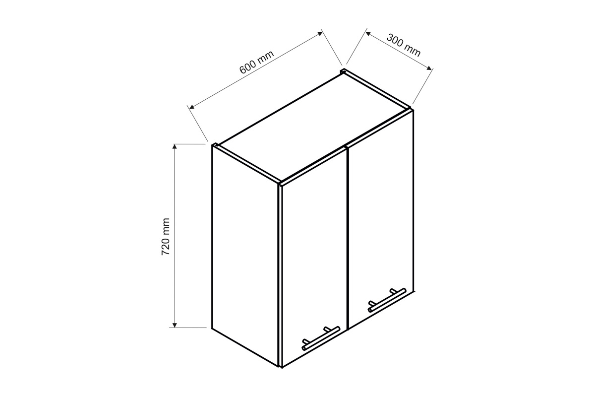Irma W60 - Skříňka závěsná dvoudveřová Skříňka s rozměry