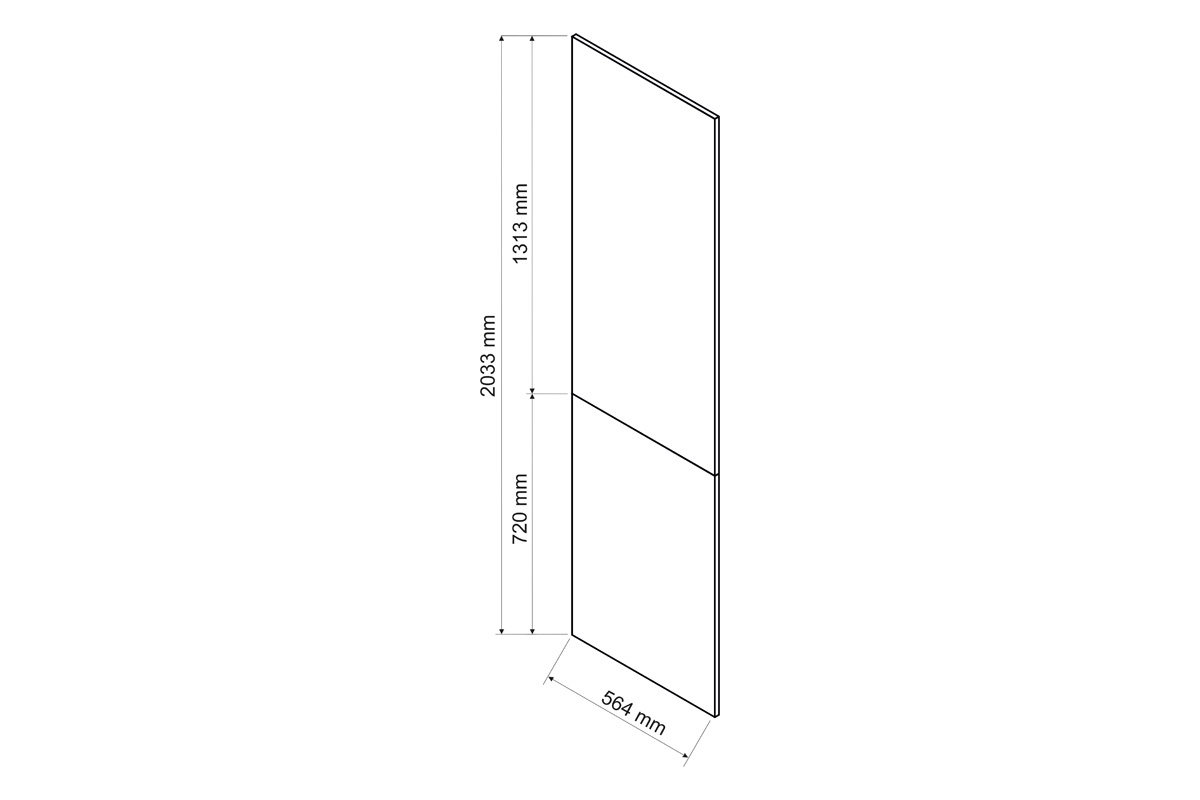 Irma Boční Panel 2033mm x 564mm - boční panel do skříňku regál Rozměry přední části