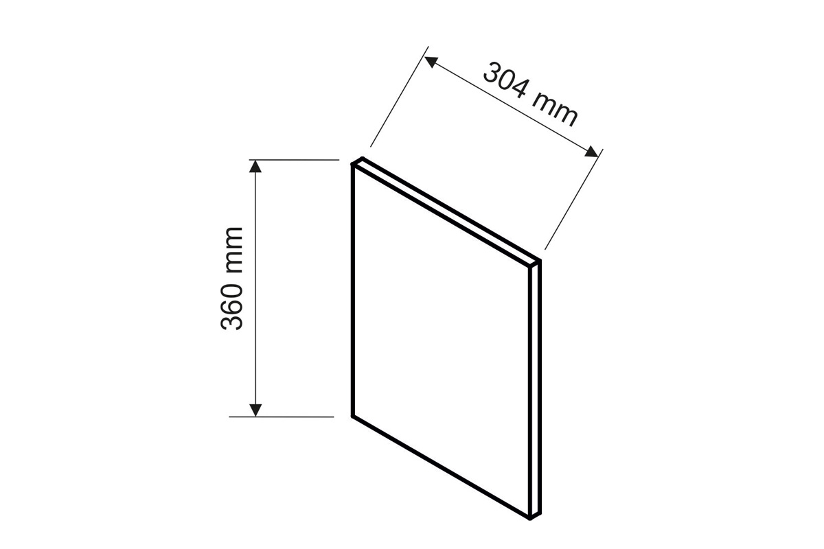 Irma Boční Panel 360mm x 304mm - boční panel do závěsnou skříňku rozměry nábytku
