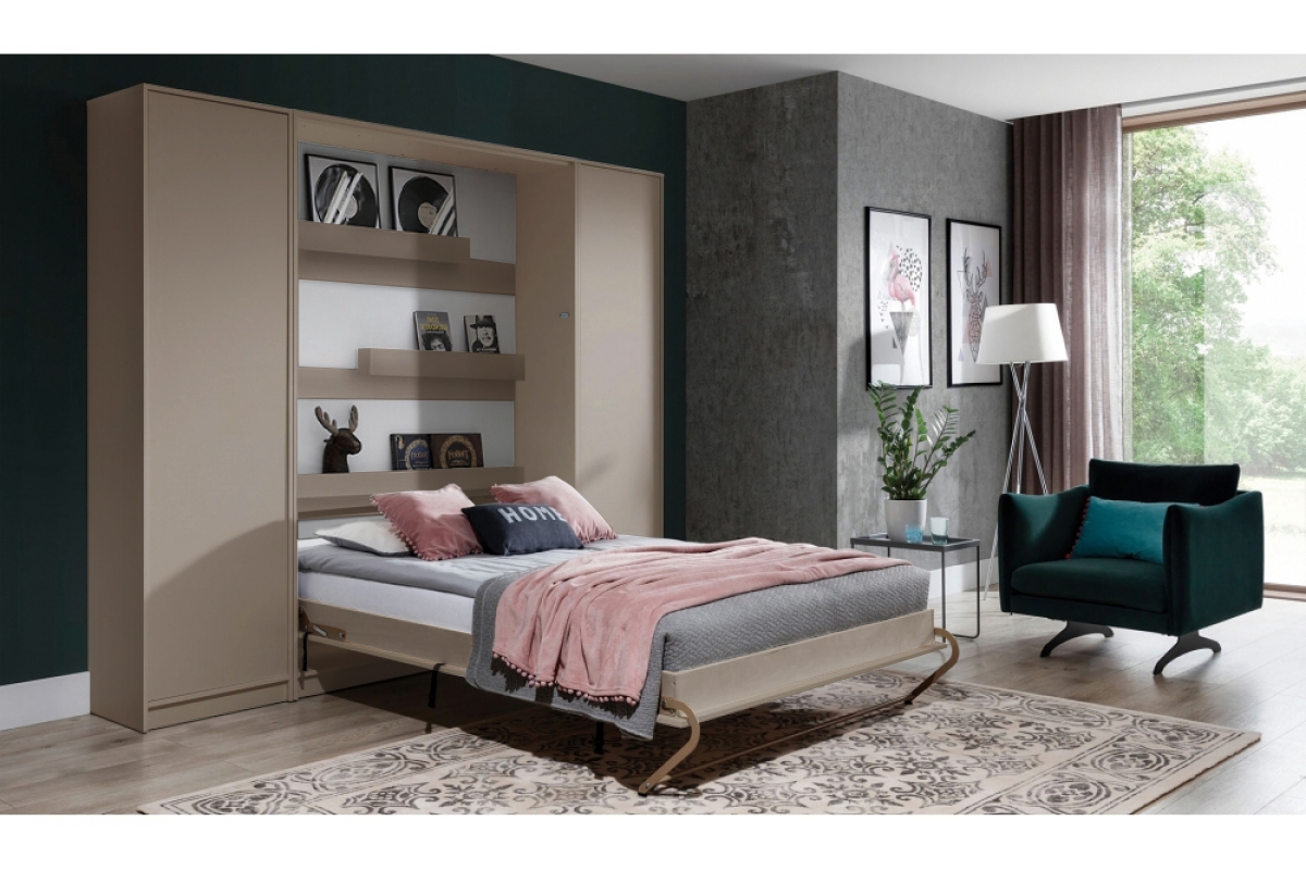 Vertikální sklápěcí postel Basic 120x200 - congo / kašmír béžová sklápěcí postel