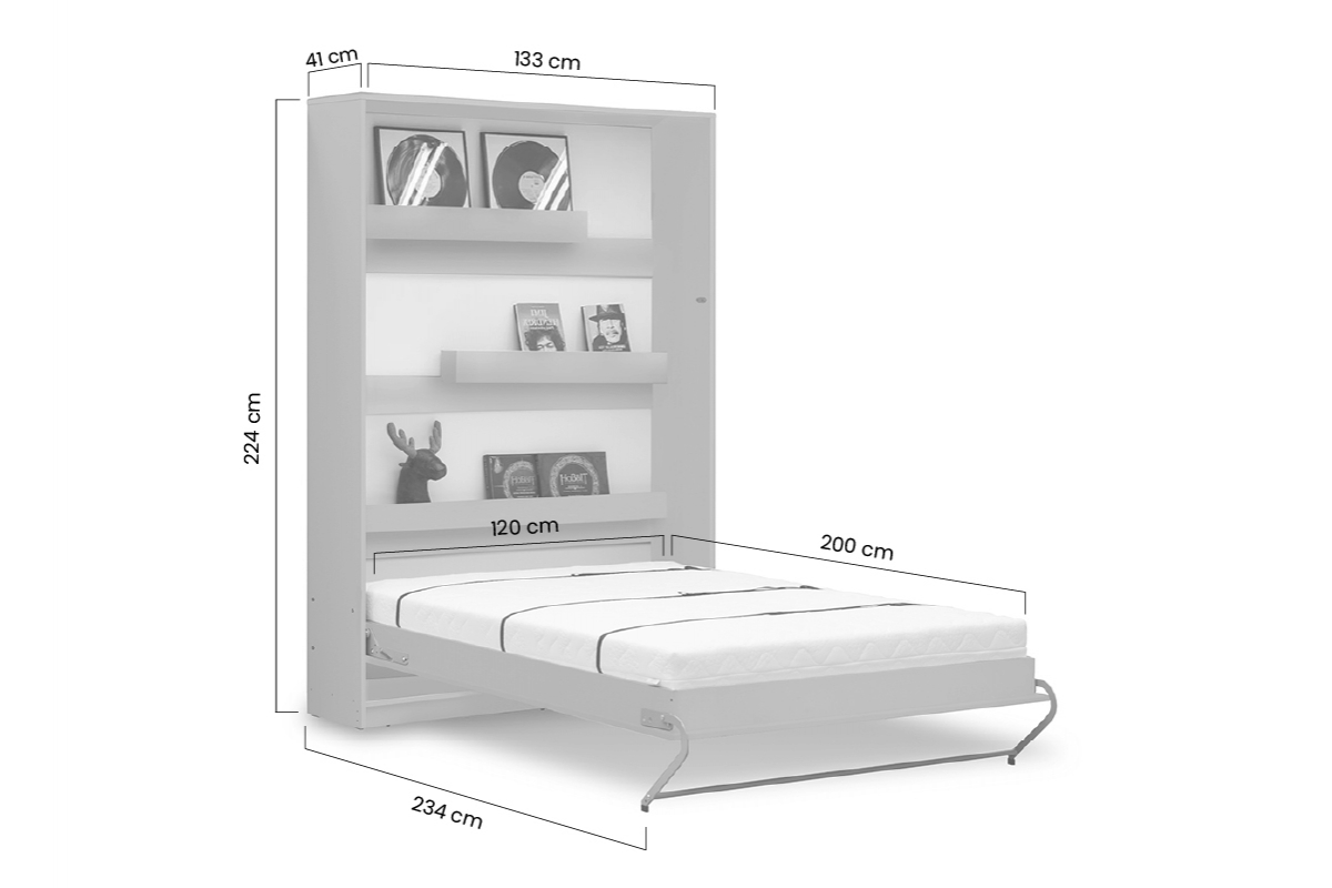 Vertikální sklápěcí postel Basic 120x200 - congo / kašmír Vertikální sklápěcí postel Basic 120x200 - congo / kašmír