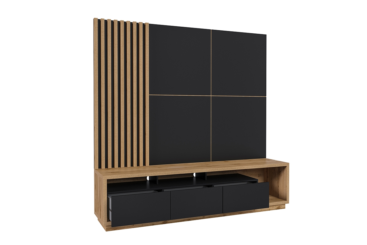 Lamele na panelu Celine - Dub wotan / čierny mat Lamele na panelu Celine - Dub wotan / čierny mat - moderná design