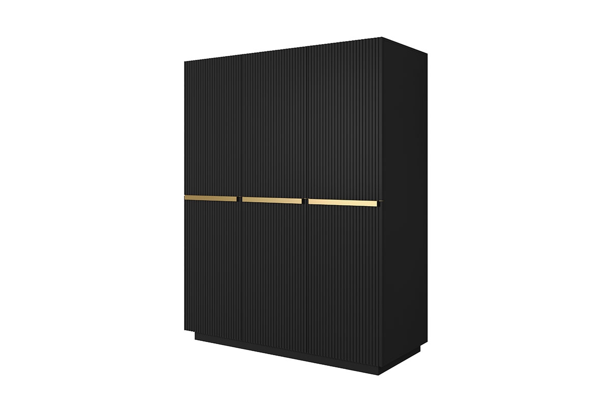Nicole szekrény 150 cm - Matt fekete / arany fogantyúk Frézovaná  Skříň
