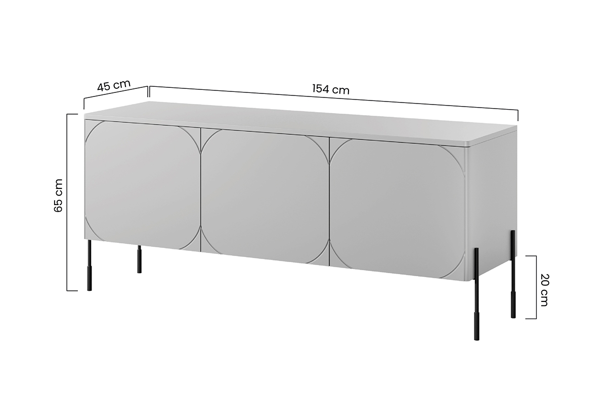 TV stolek Sonatia 150 - kašmírová TV skříňka třídveřová Sonatia 150 cm - kašmír - Rozměry