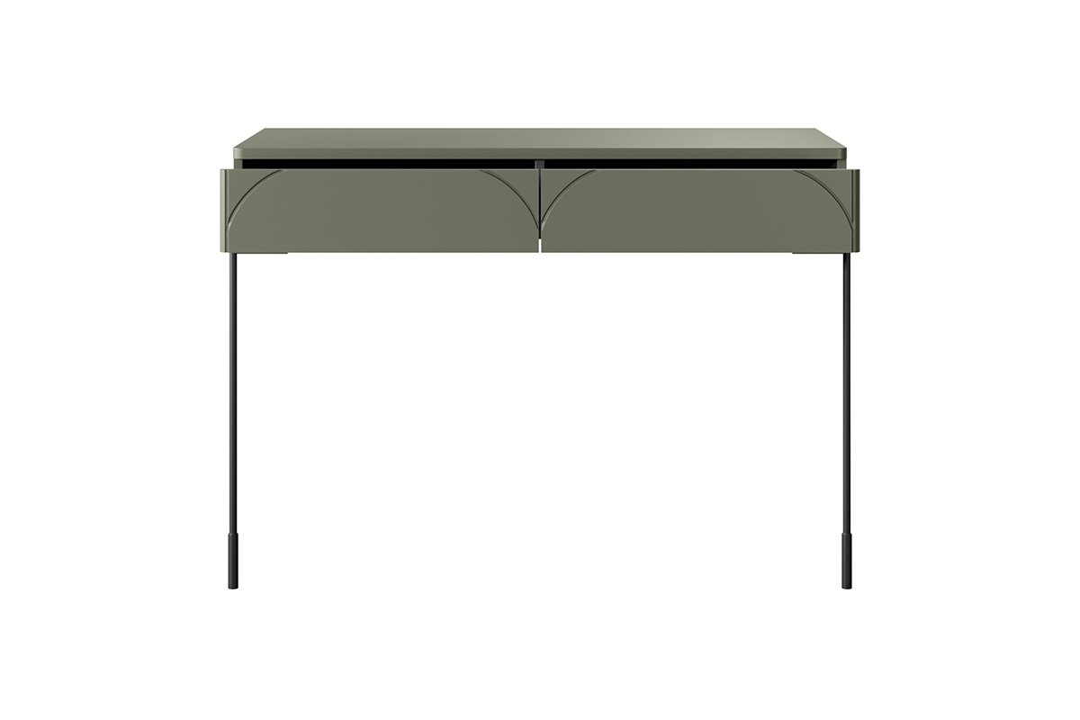 Toaletní/konzolový stolek Sonatia 100 cm - olivová Moderní konzole/Toaletní stolek z 2 zásuvkami Sonatia 100 cm - Oliva - wnetrze