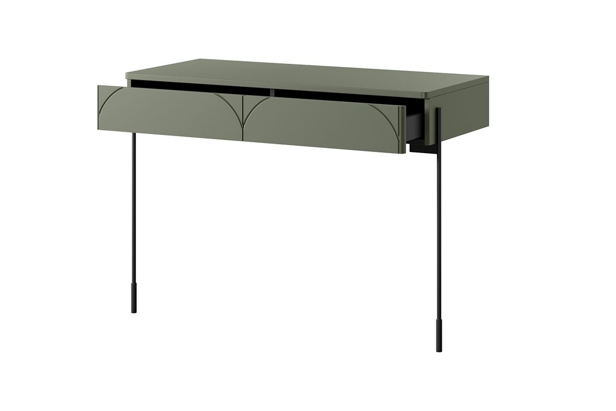 Toaletní/konzolový stolek Sonatia 100 cm - olivová Moderní konzole/Toaletní stolek z 2 zásuvkami Sonatia 100 cm - Oliva - wnetrze