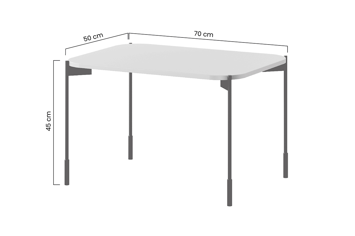 Kávový stolek Sonatia 70x50 - kašmírová konferenční stolek prostokatny Sonatia 70 cm - kašmír - Rozměry