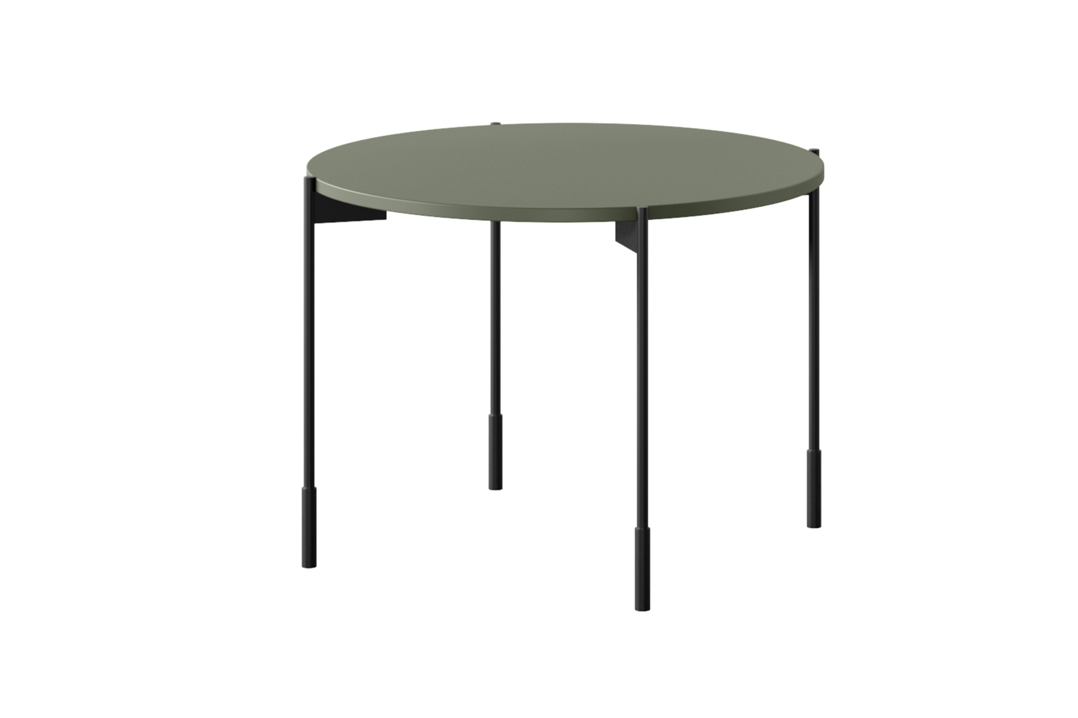 Măsuță de cafea rotundă Sonatia 60 - olive Stolik kawowy Sonatia 60 cm okrągły na metalowych nogach - oliwka