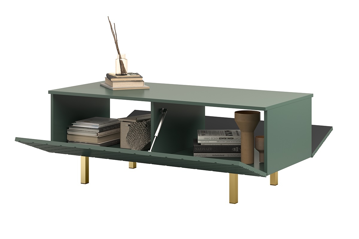 Konferenčný stolík Scalia II 120 2K s úložným priestorom - labrador mat / zlaté nožičky kávový stolík s úložným priestorom Scalia II 120 2K s úložným priestorom - labrador mat / zlaté nožičky - pojemne vnútro