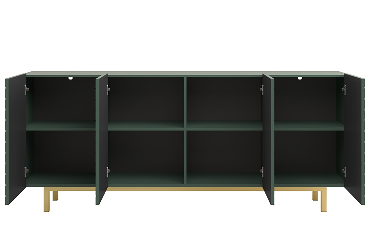 SCALIA II 190 4D négyajtós szekrény - matt sötétzöld / arany keret SCALIA II 190 4D négyajtós szekrény - labrador matt / arany keret - belső