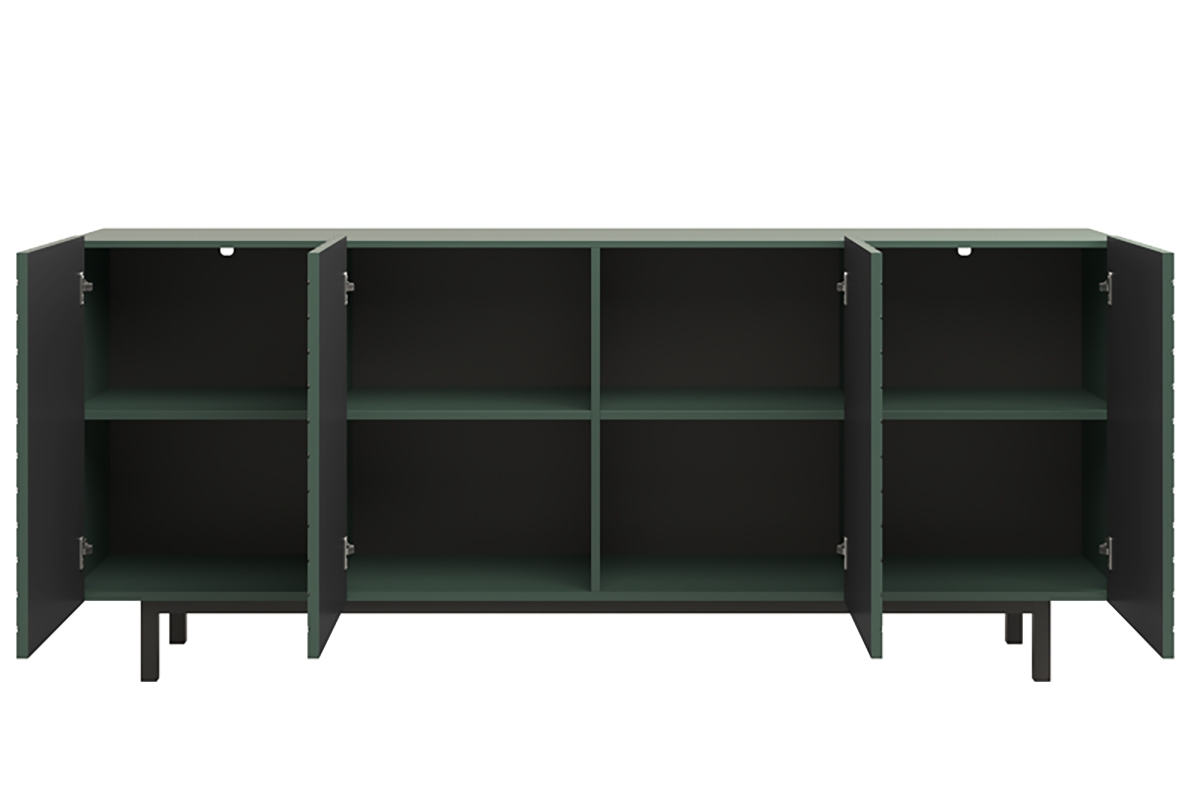 SCALIA II 190 4D négyajtós szekrény - matt sötétzöld / fekete keret SCALIA II 190 4D négyajtós szekrény - labrador matt / fekete keret - belső