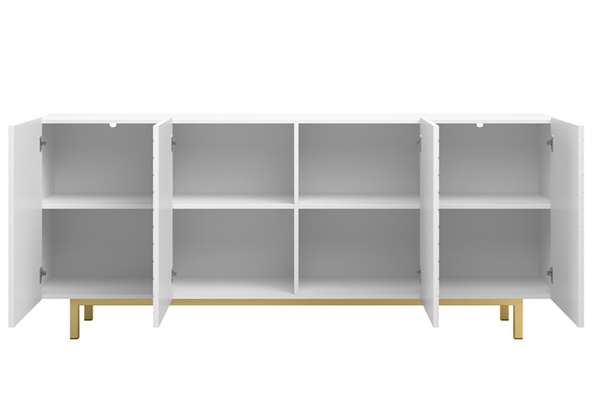 SCALIA II 190 4D négyajtós szekrény - Fehér matt / arany keret SCALIA II 190 4D négyajtós szekrény - Fehér matt / arany keret - belső